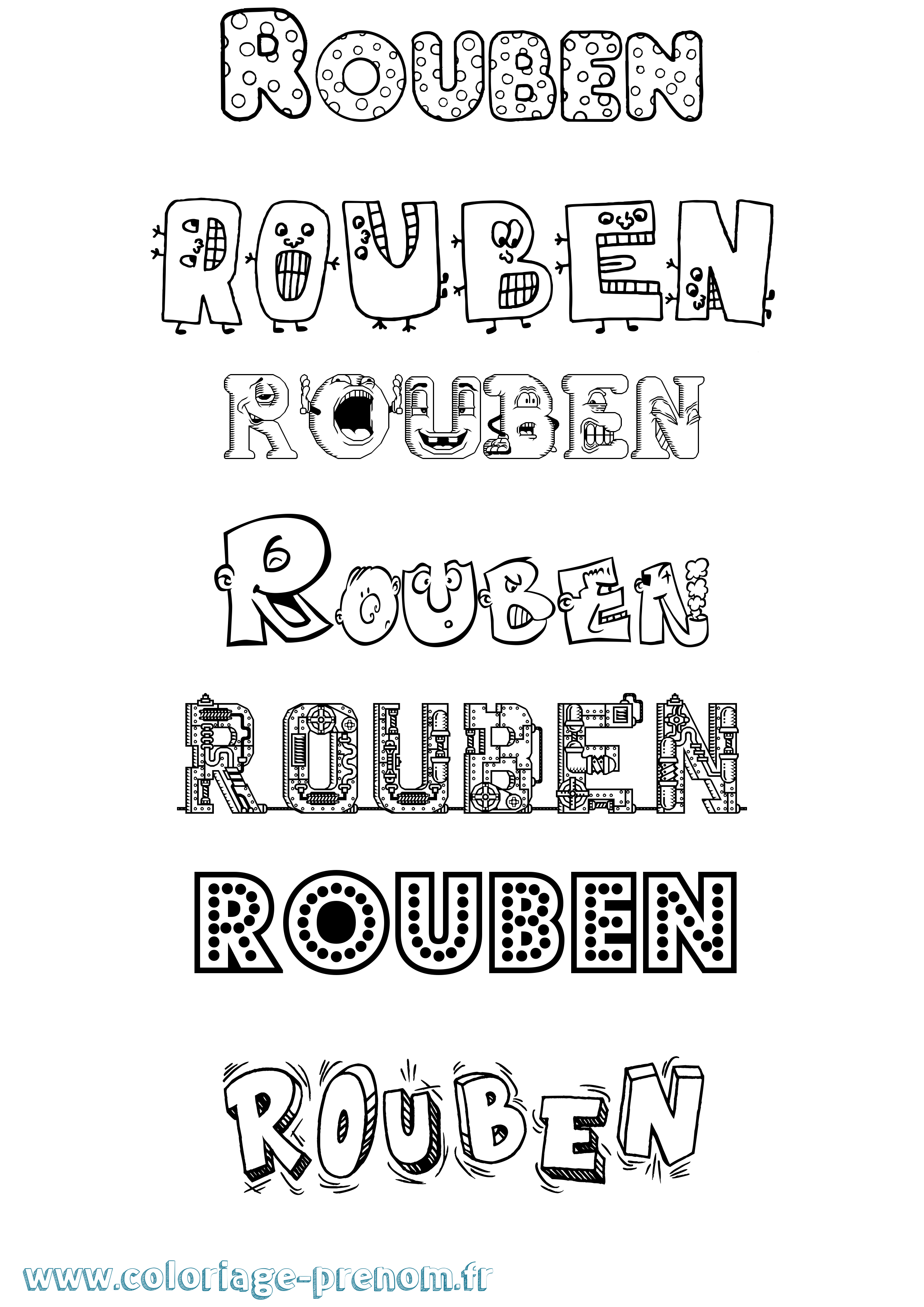 Coloriage Rouben Fun Coloriage prénom Rouben Fun