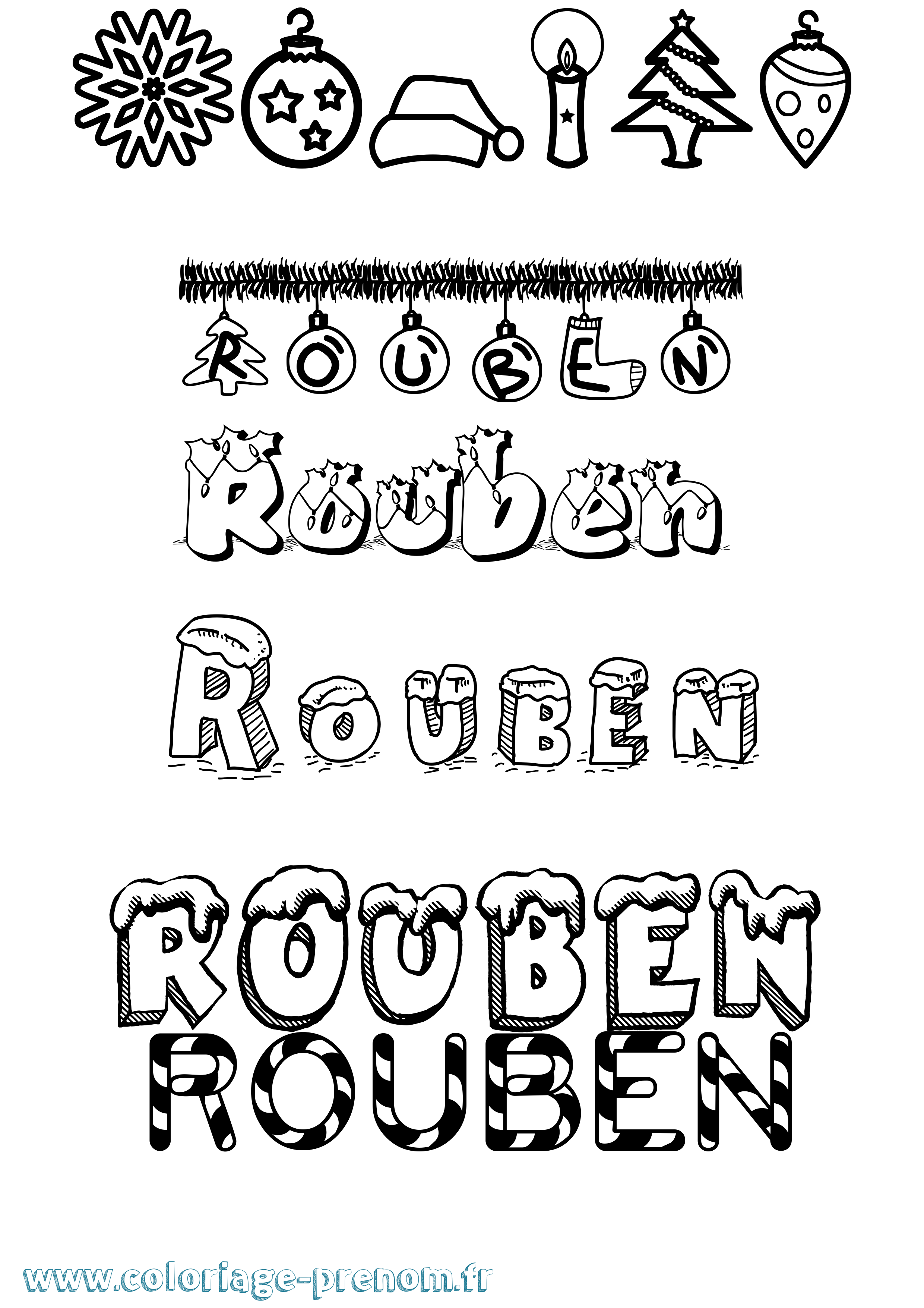 Coloriage Rouben Noël Coloriage prénom Rouben Noël