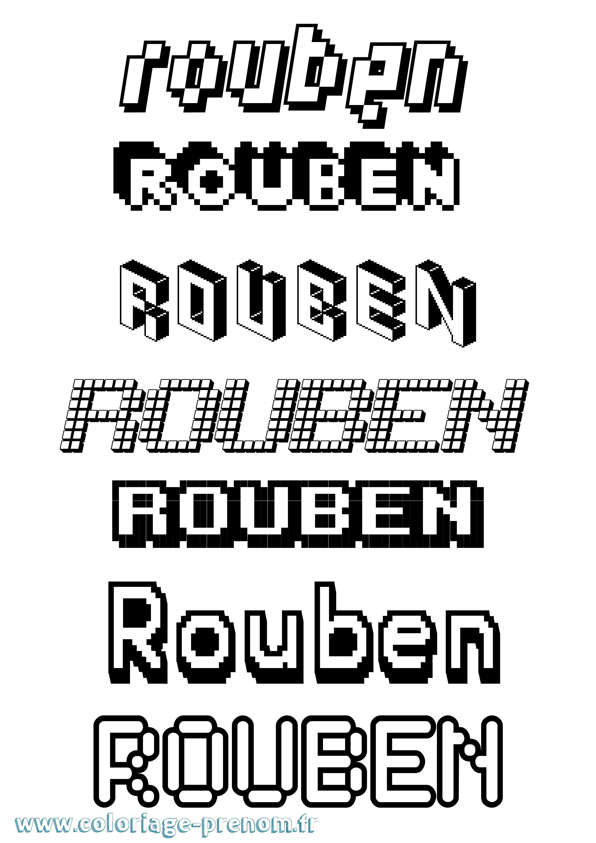 Coloriage Rouben Pixel Coloriage prénom Rouben Pixel