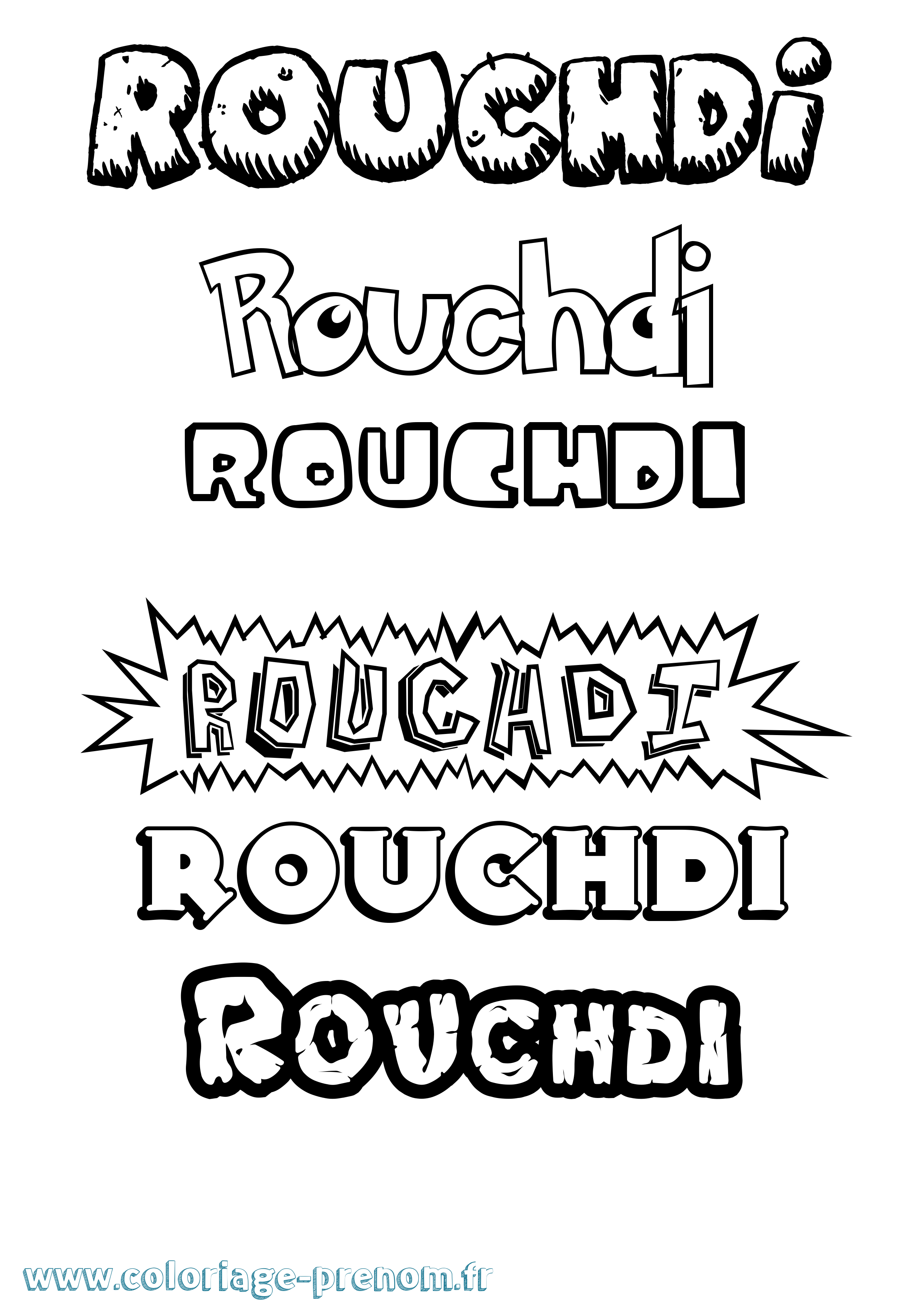 Coloriage Rouchdi Dessin Animé Coloriage prénom Rouchdi Dessin Animé
