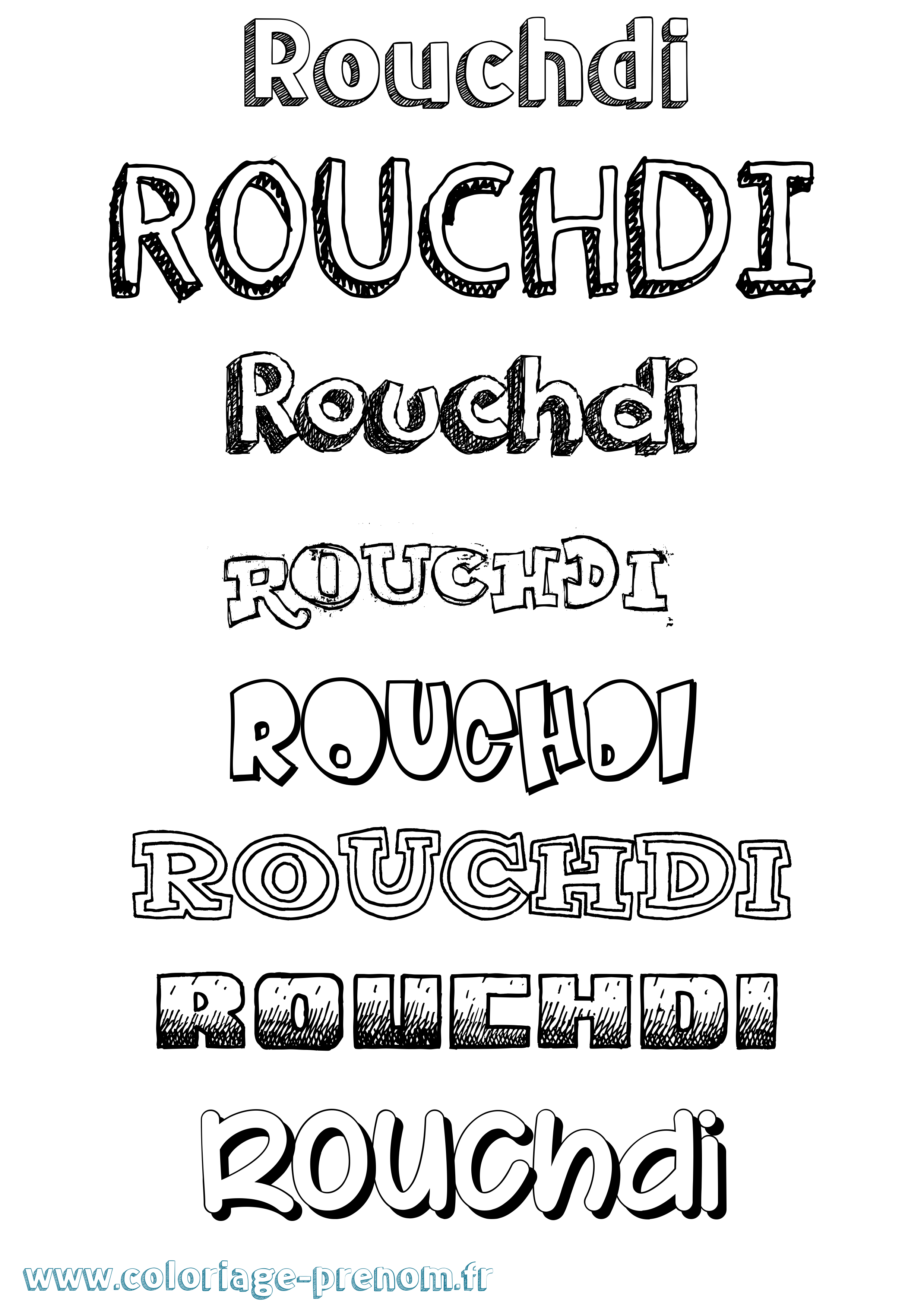 Coloriage Rouchdi Dessiné Coloriage prénom Rouchdi Dessiné