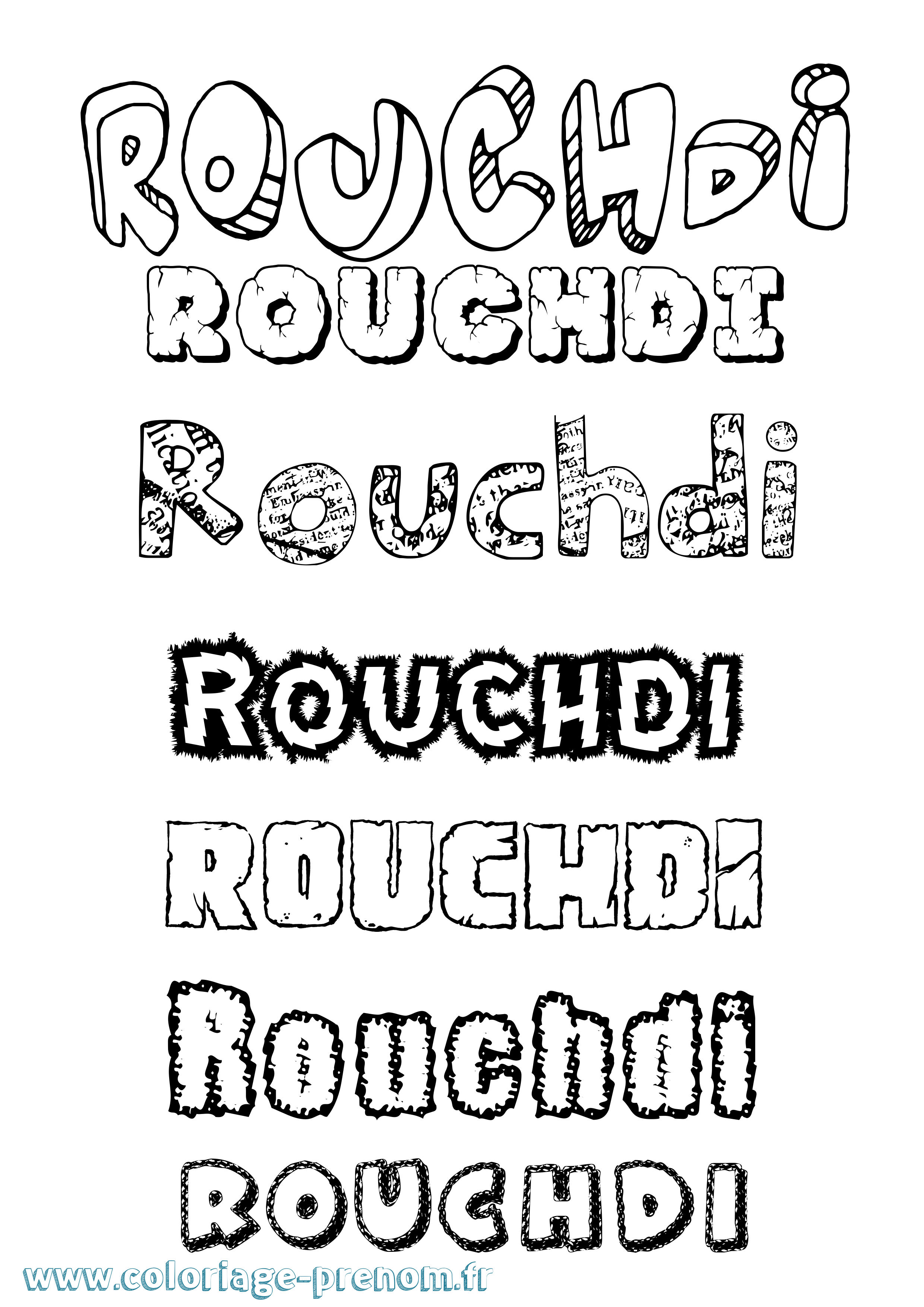 Coloriage Rouchdi Destructuré Coloriage prénom Rouchdi Destructuré