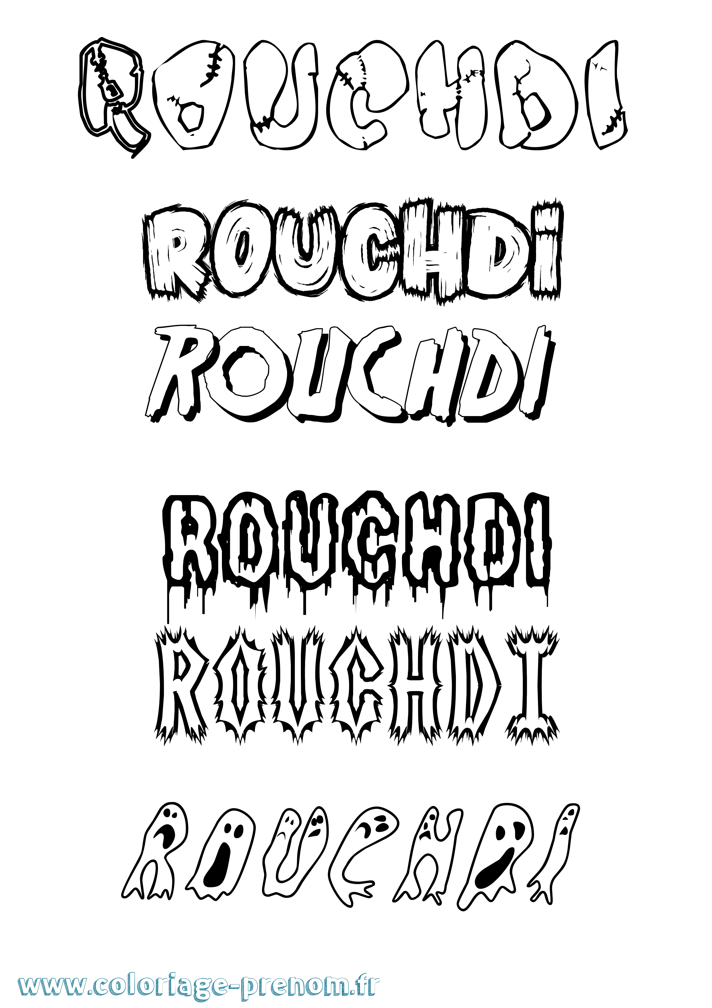 Coloriage Rouchdi Frisson Coloriage prénom Rouchdi Frisson