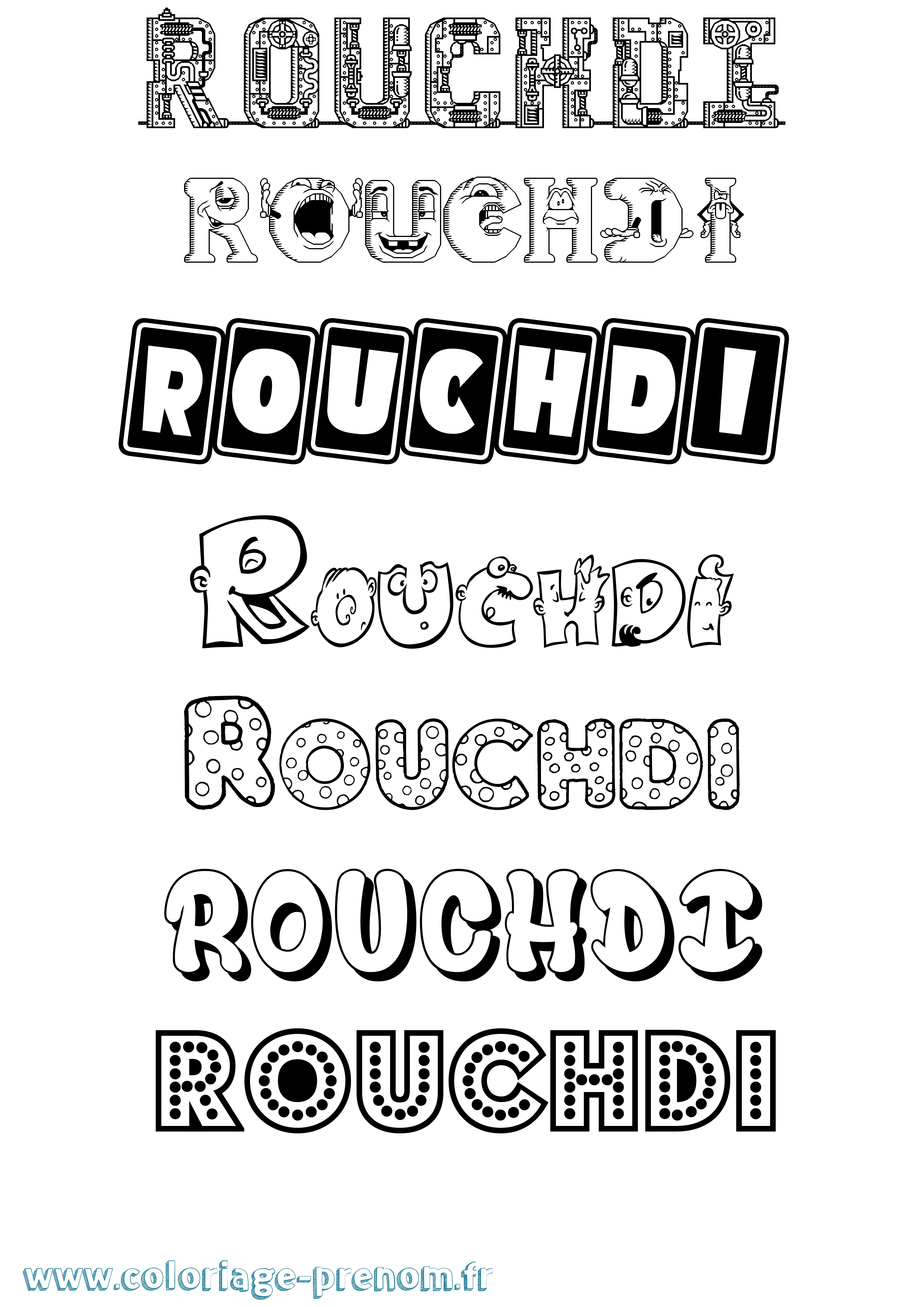 Coloriage Rouchdi Fun Coloriage prénom Rouchdi Fun