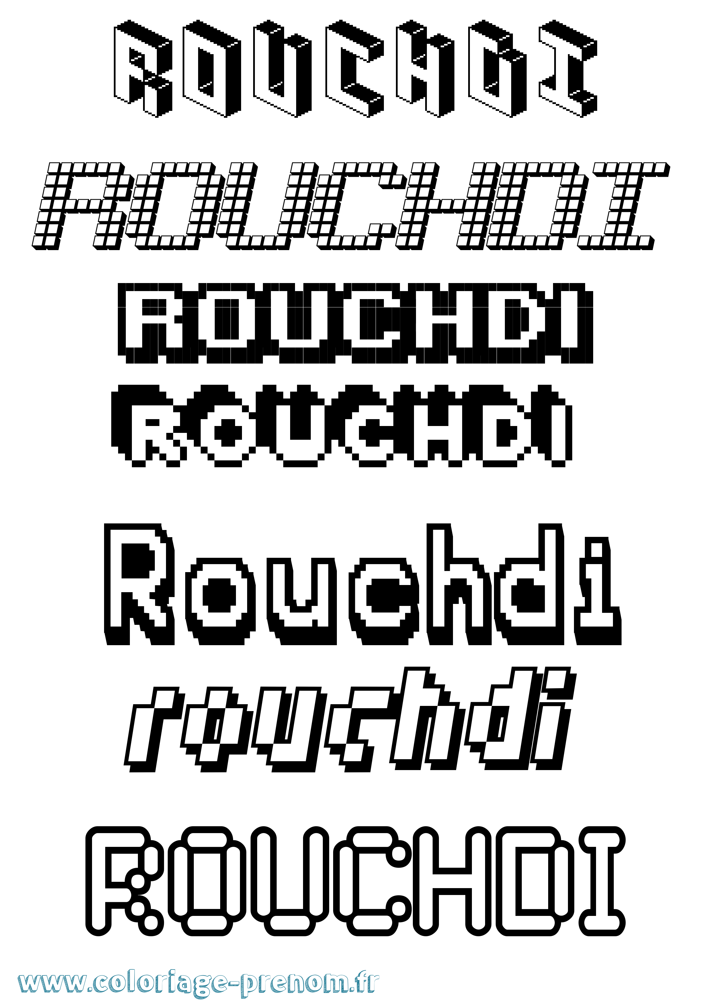 Coloriage Rouchdi Pixel Coloriage prénom Rouchdi Pixel