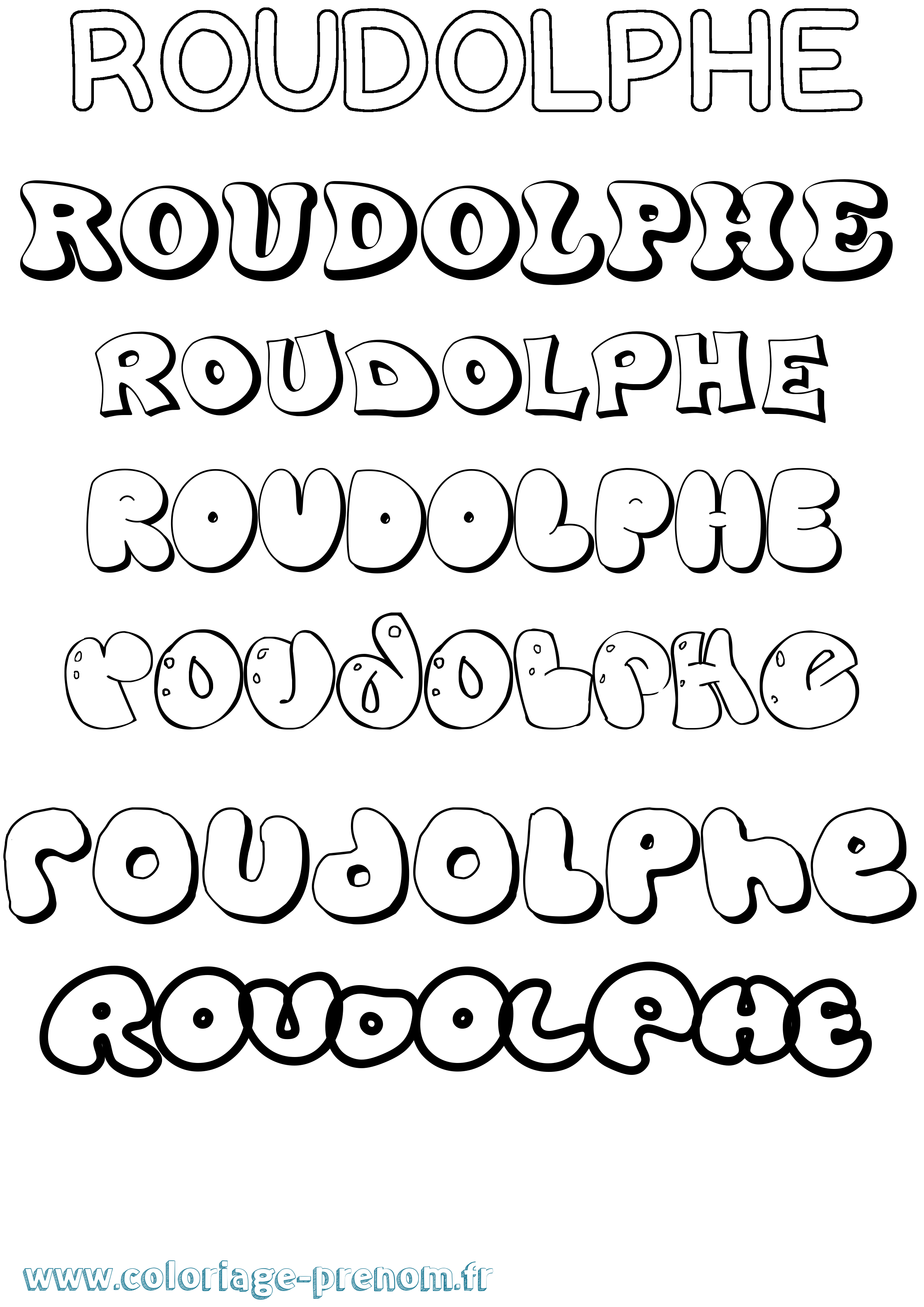 Coloriage Roudolphe Bubble Coloriage prénom Roudolphe Bubble