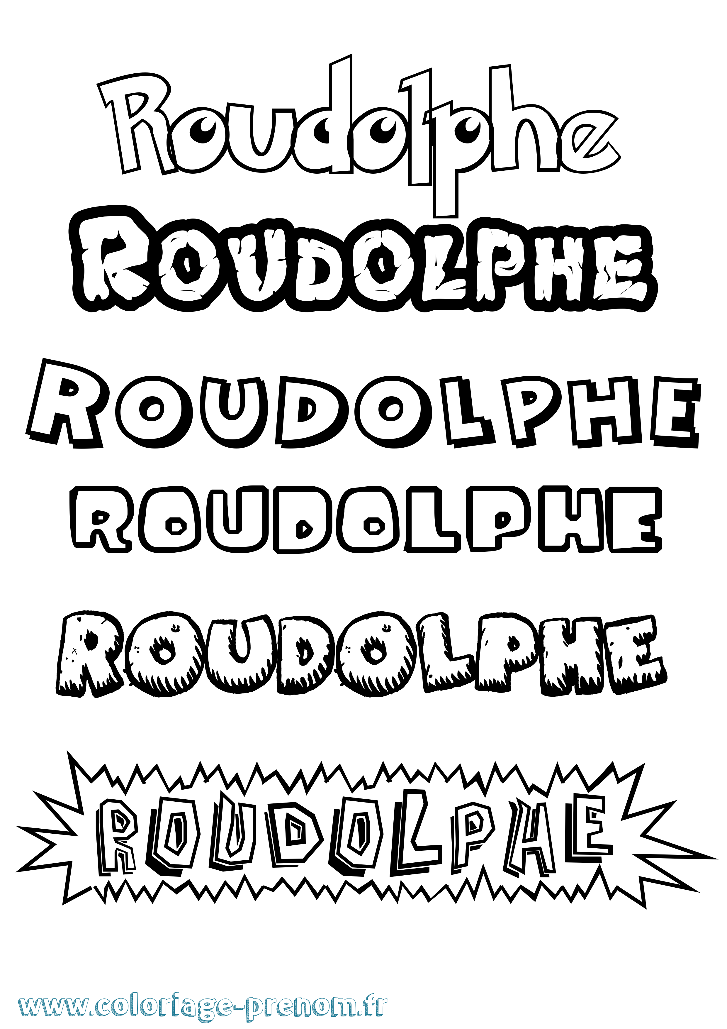 Coloriage Roudolphe Dessin Animé Coloriage prénom Roudolphe Dessin Animé