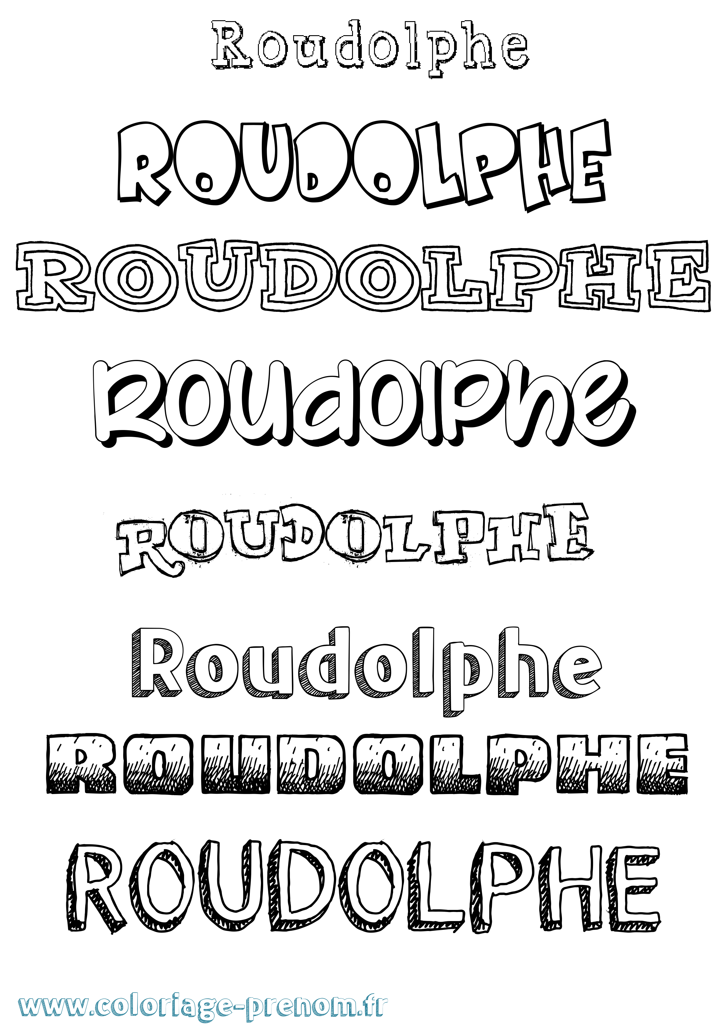 Coloriage Roudolphe Dessiné Coloriage prénom Roudolphe Dessiné