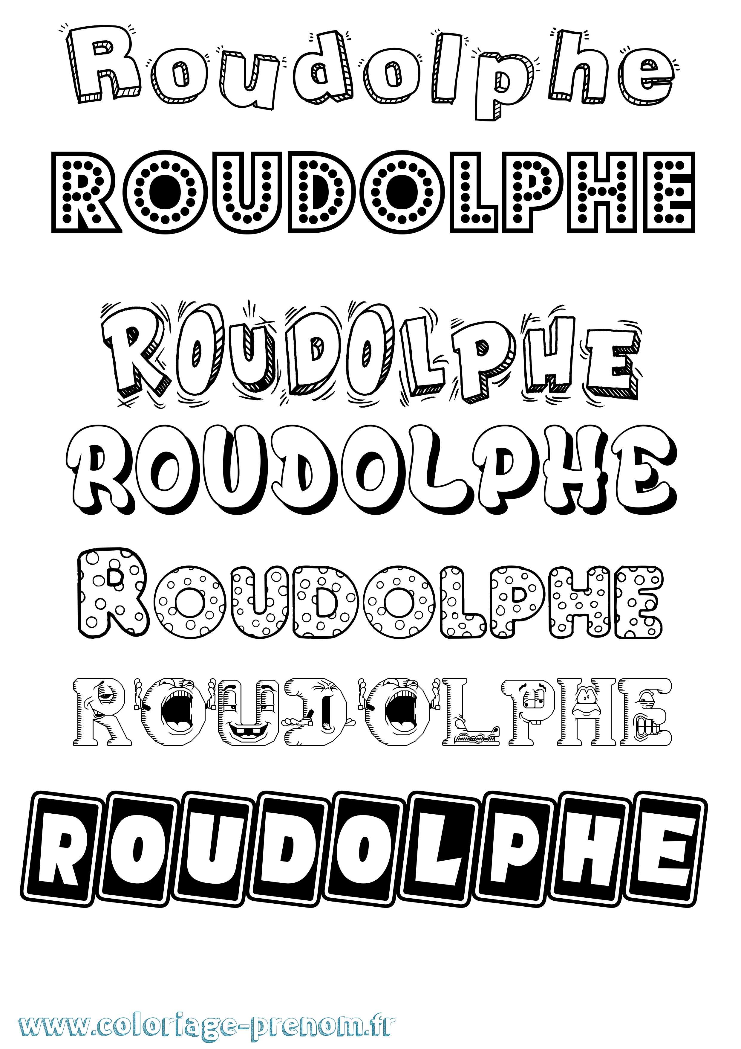 Coloriage Roudolphe Fun Coloriage prénom Roudolphe Fun