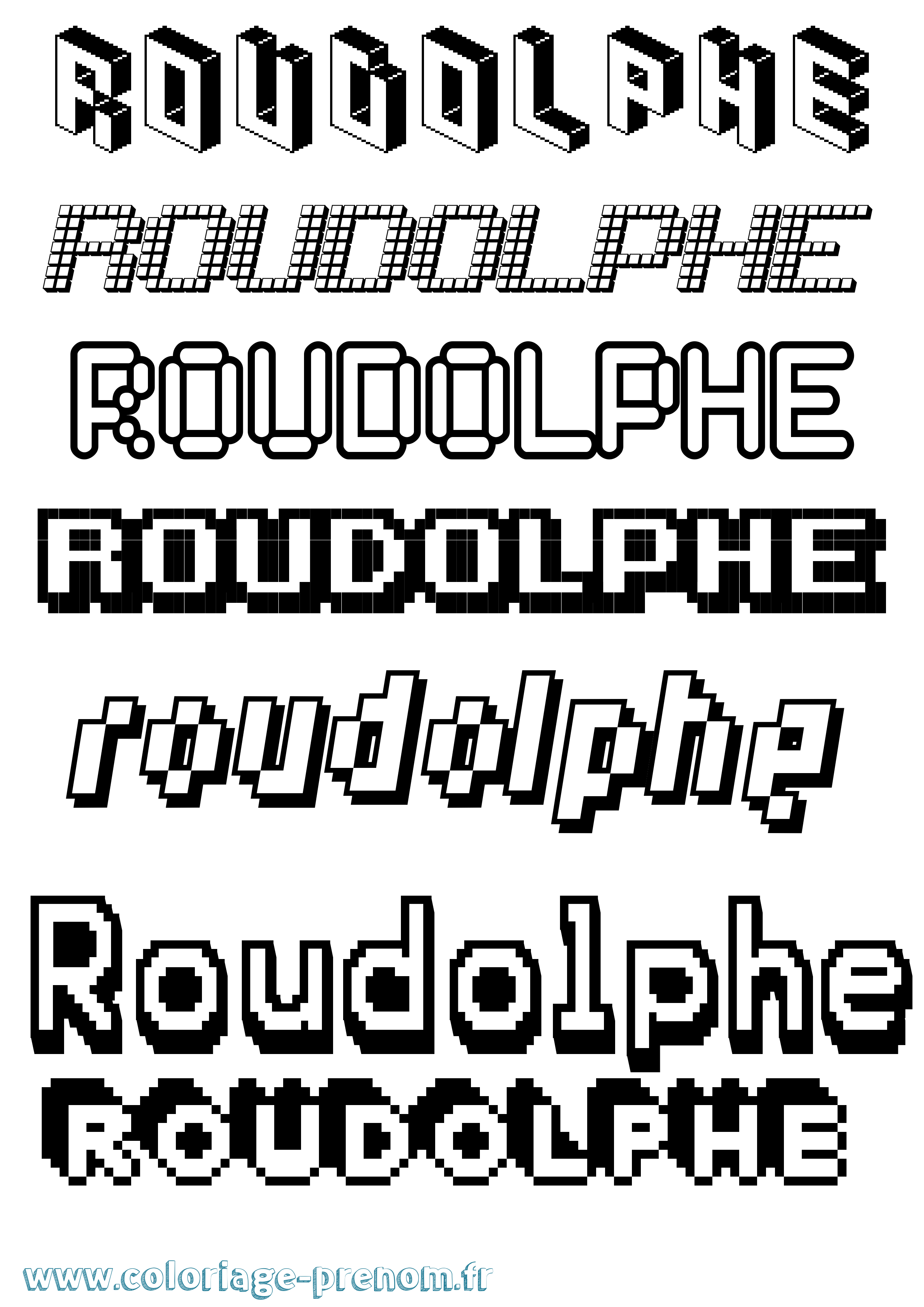 Coloriage Roudolphe Pixel Coloriage prénom Roudolphe Pixel