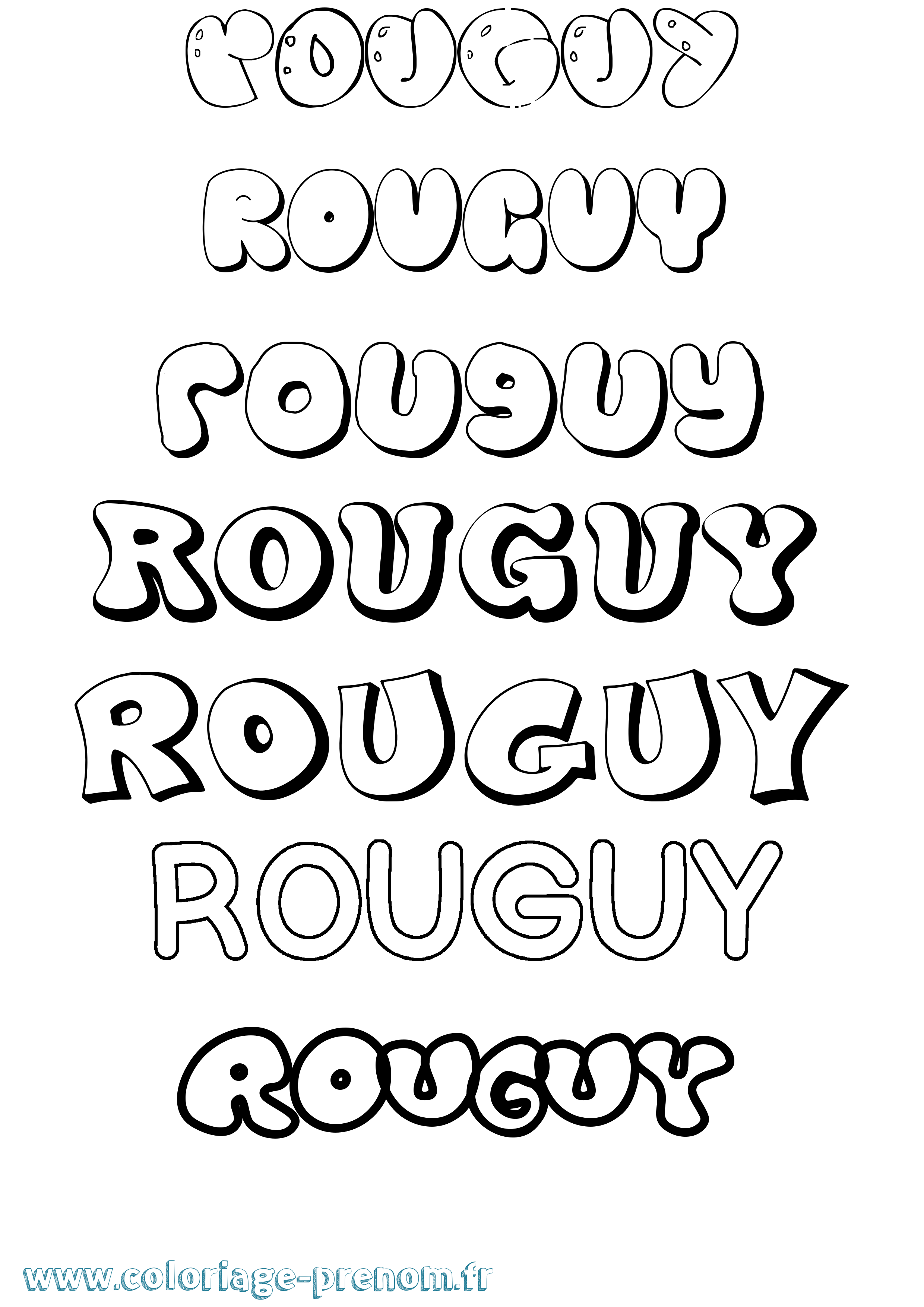 Coloriage Rouguy Bubble Coloriage prénom Rouguy Bubble