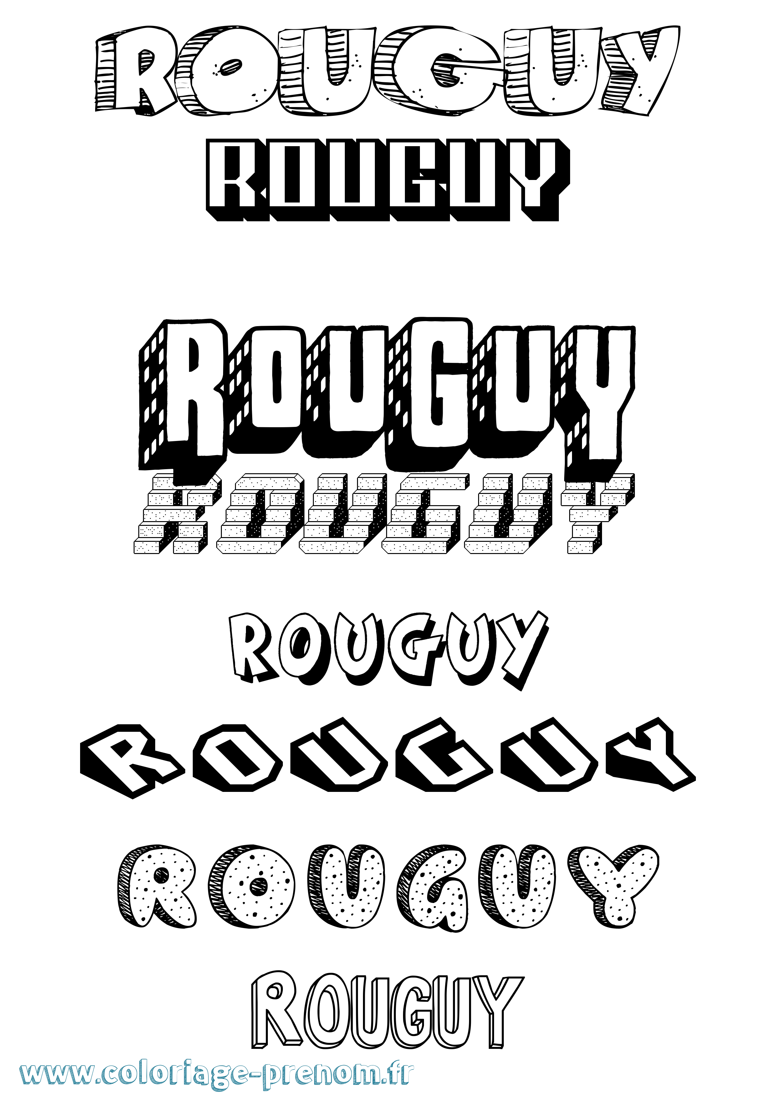 Coloriage Rouguy Effet 3D Coloriage prénom Rouguy Effet 3D