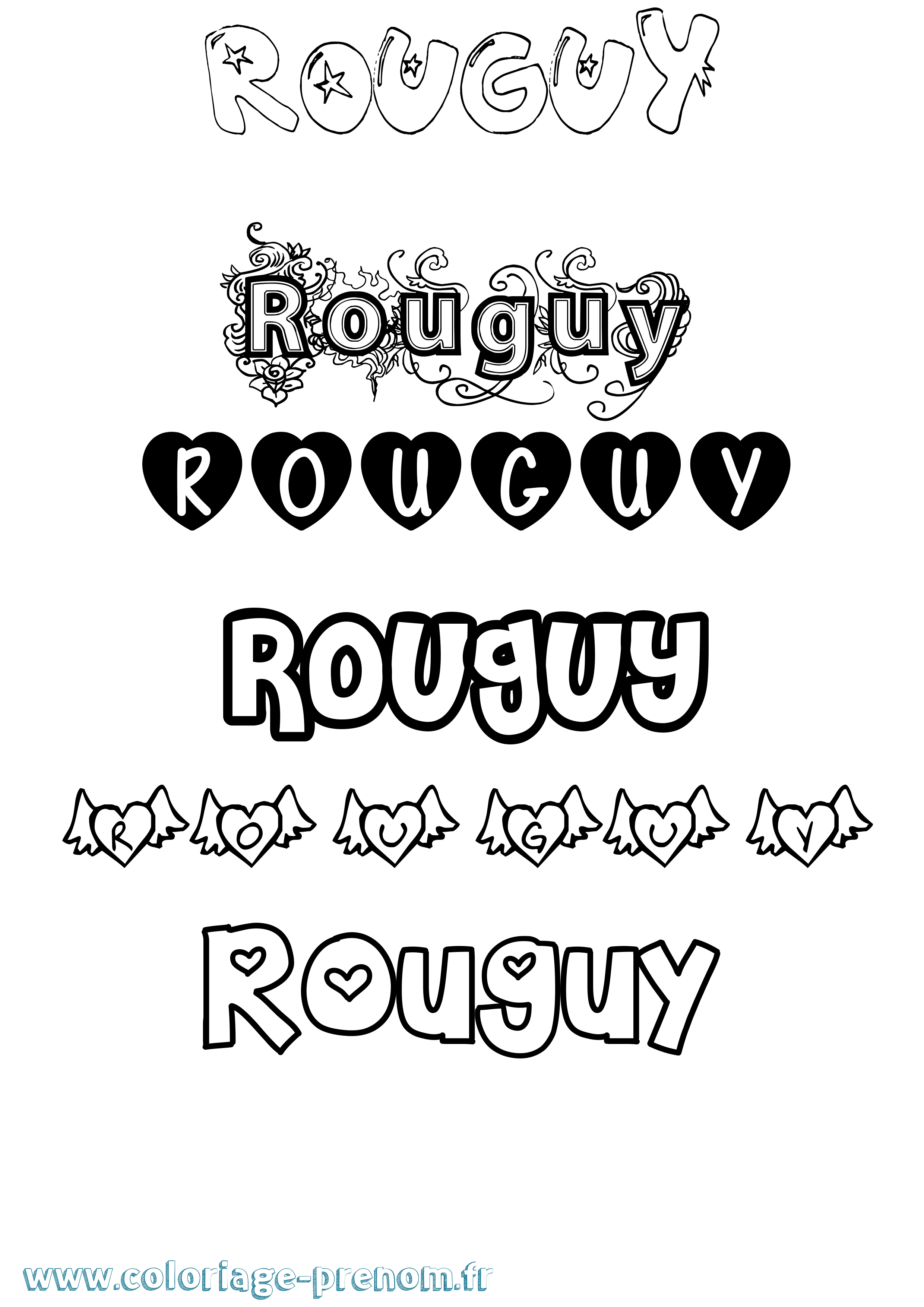 Coloriage Rouguy Girly Coloriage prénom Rouguy Girly