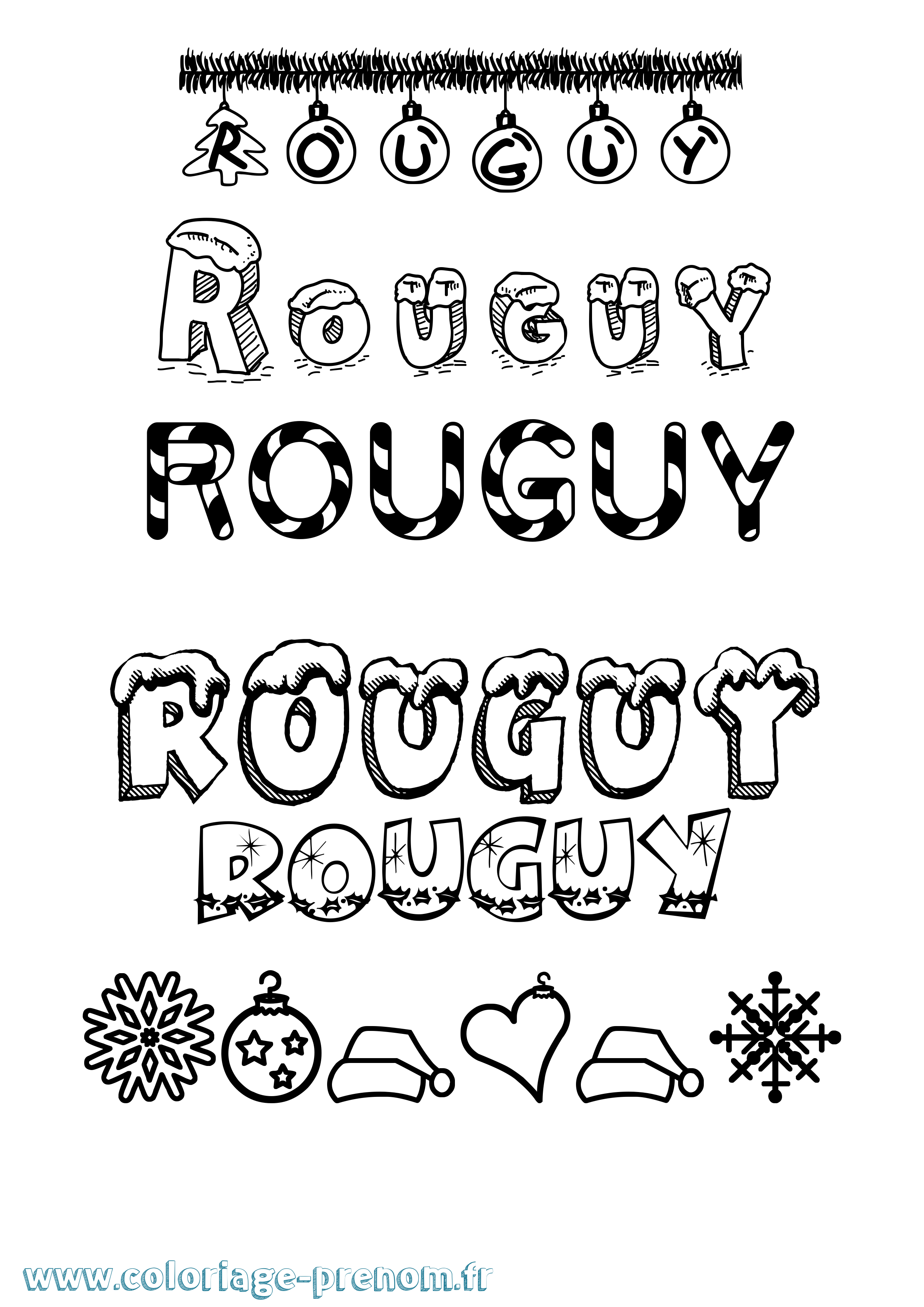 Coloriage Rouguy Noël Coloriage prénom Rouguy Noël