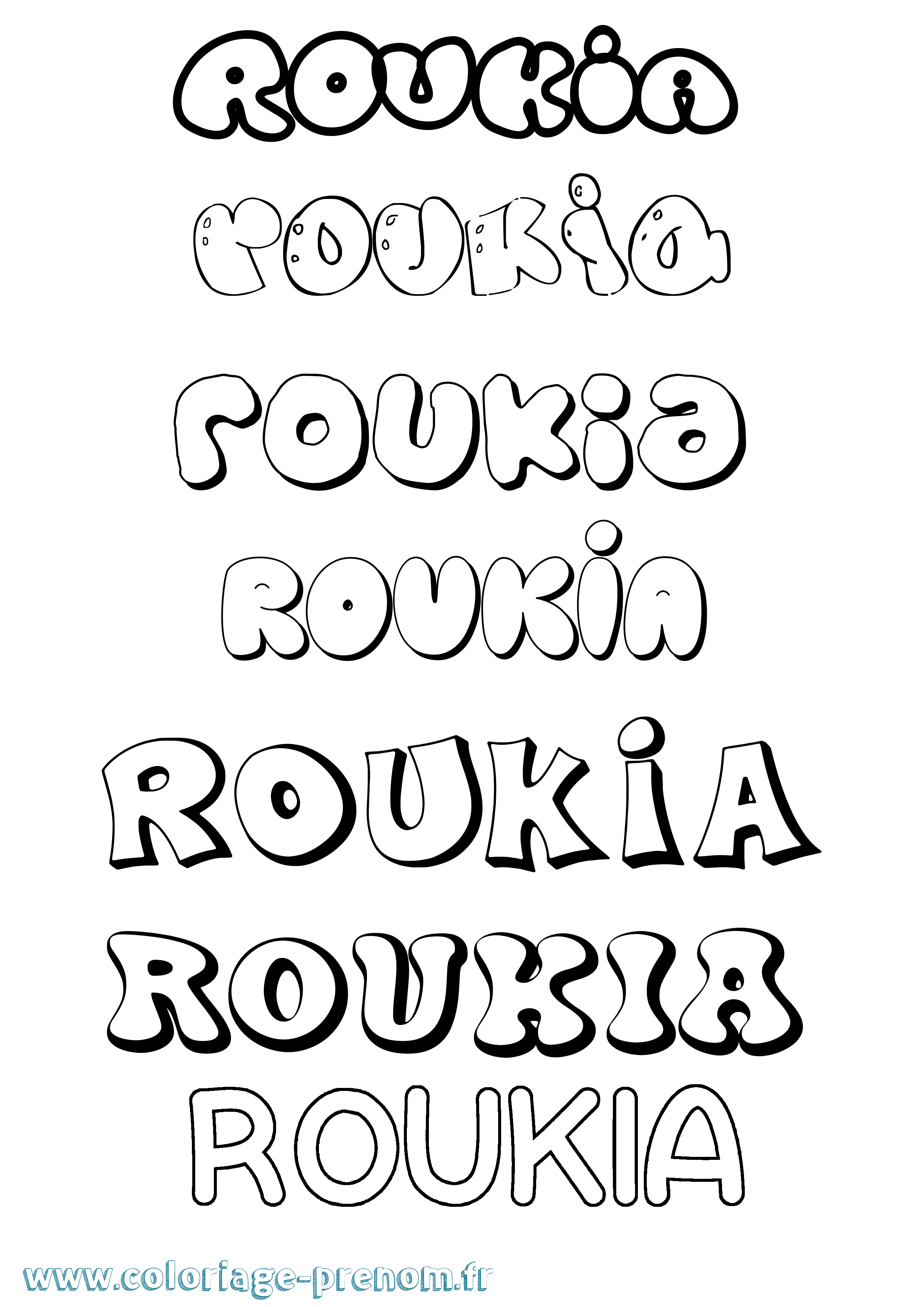 Coloriage Roukia Bubble Coloriage prénom Roukia Bubble
