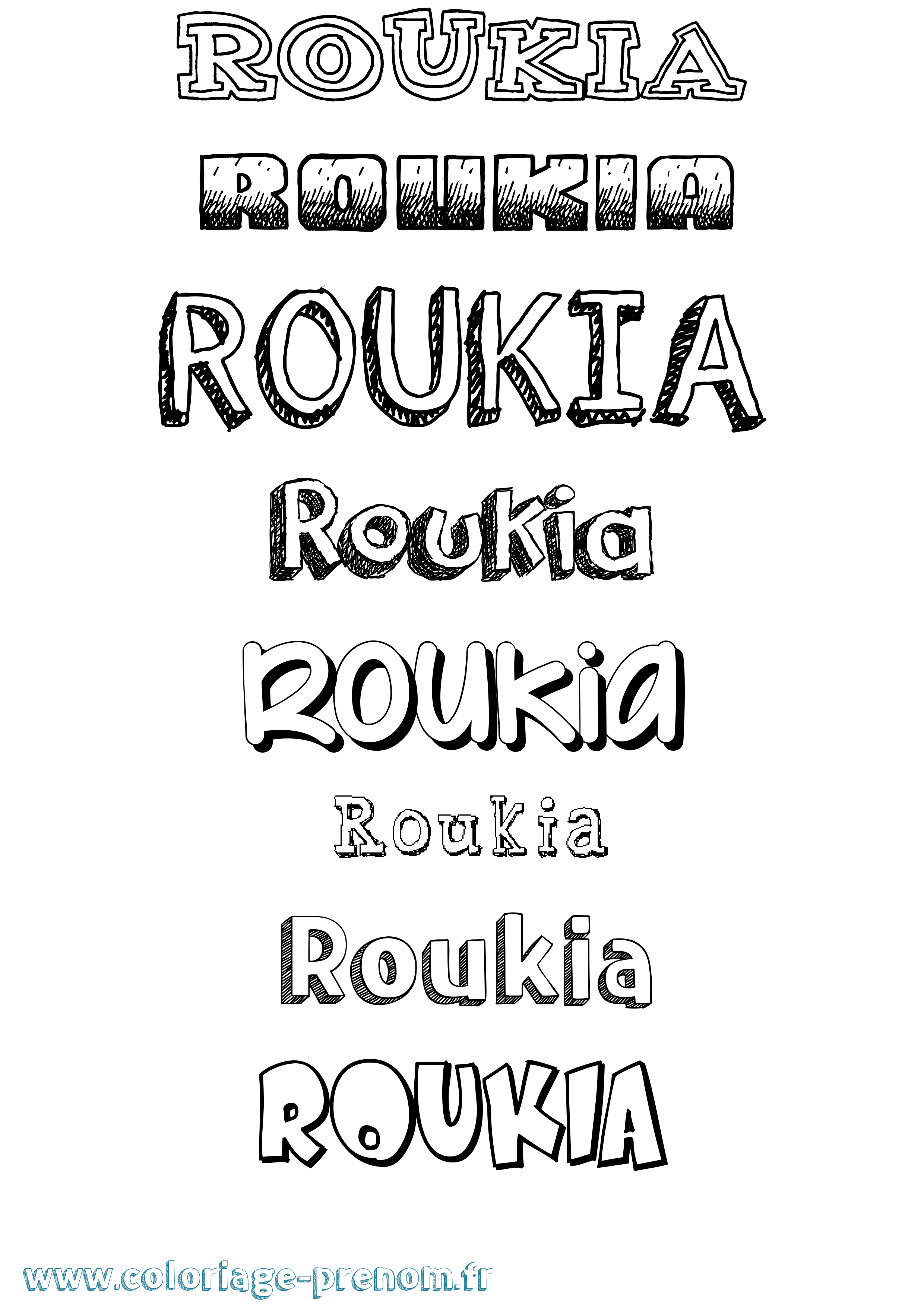 Coloriage Roukia Dessiné Coloriage prénom Roukia Dessiné