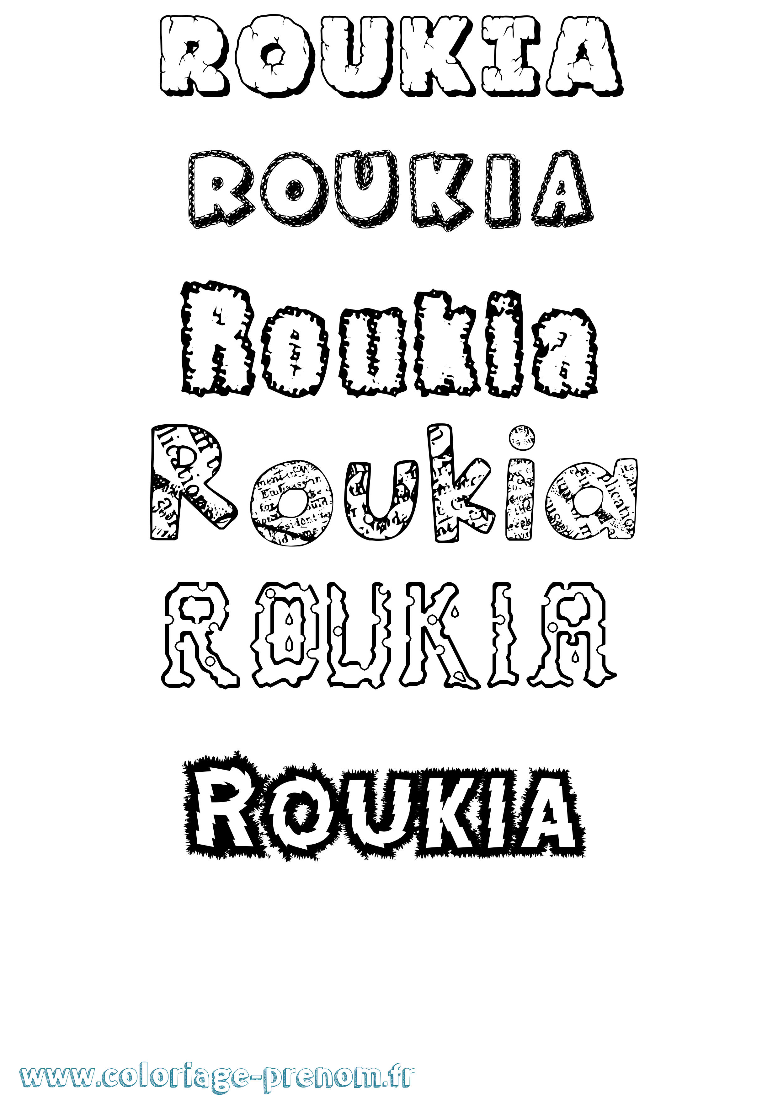 Coloriage Roukia Destructuré Coloriage prénom Roukia Destructuré