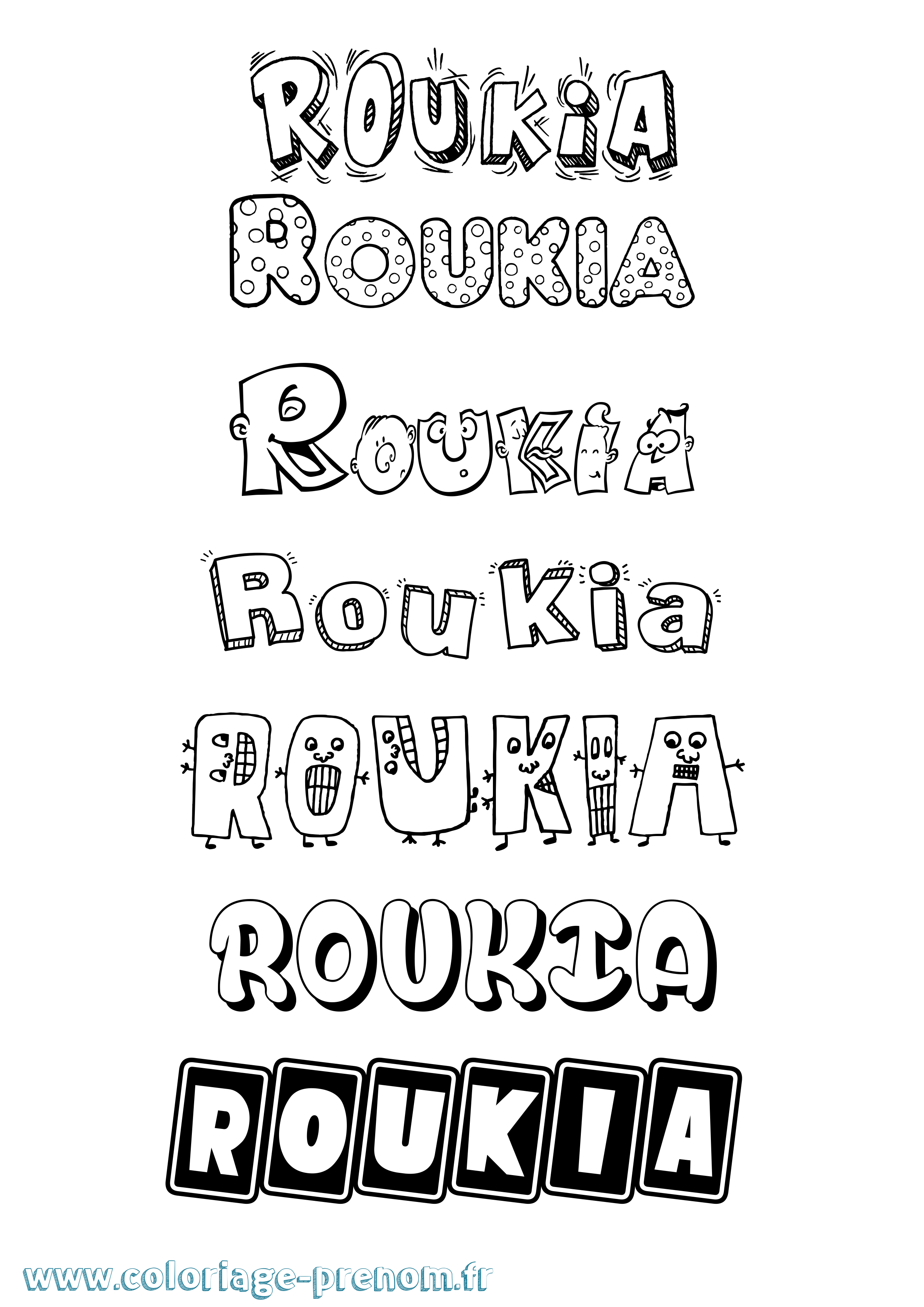 Coloriage Roukia Fun Coloriage prénom Roukia Fun
