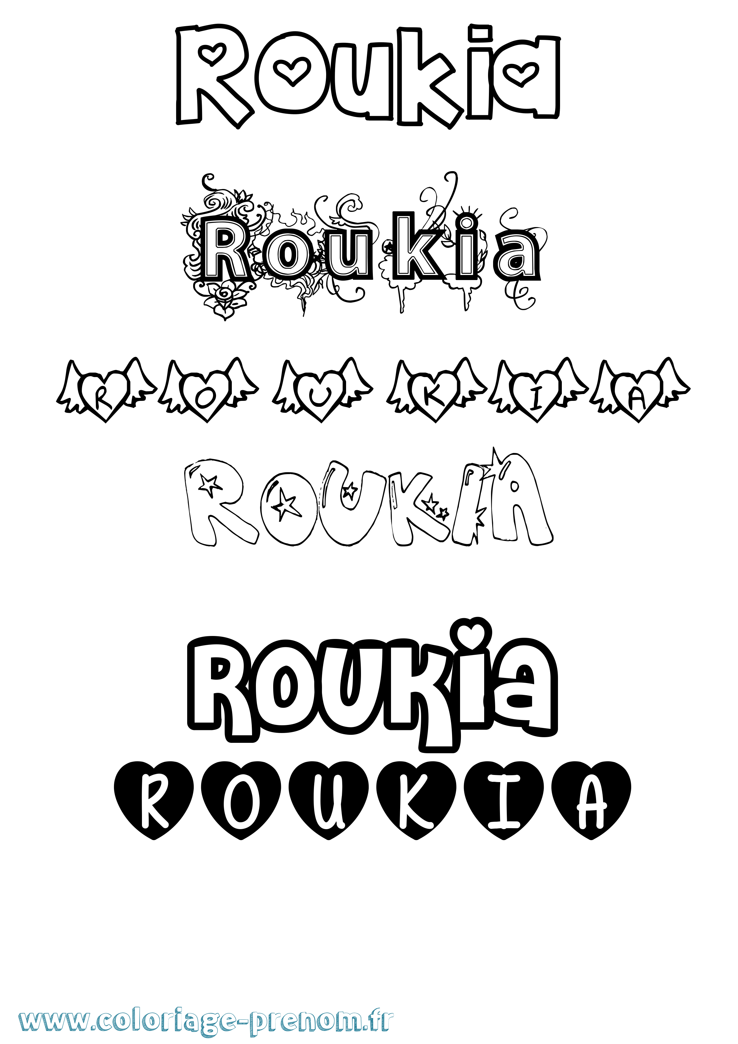 Coloriage Roukia Girly Coloriage prénom Roukia Girly