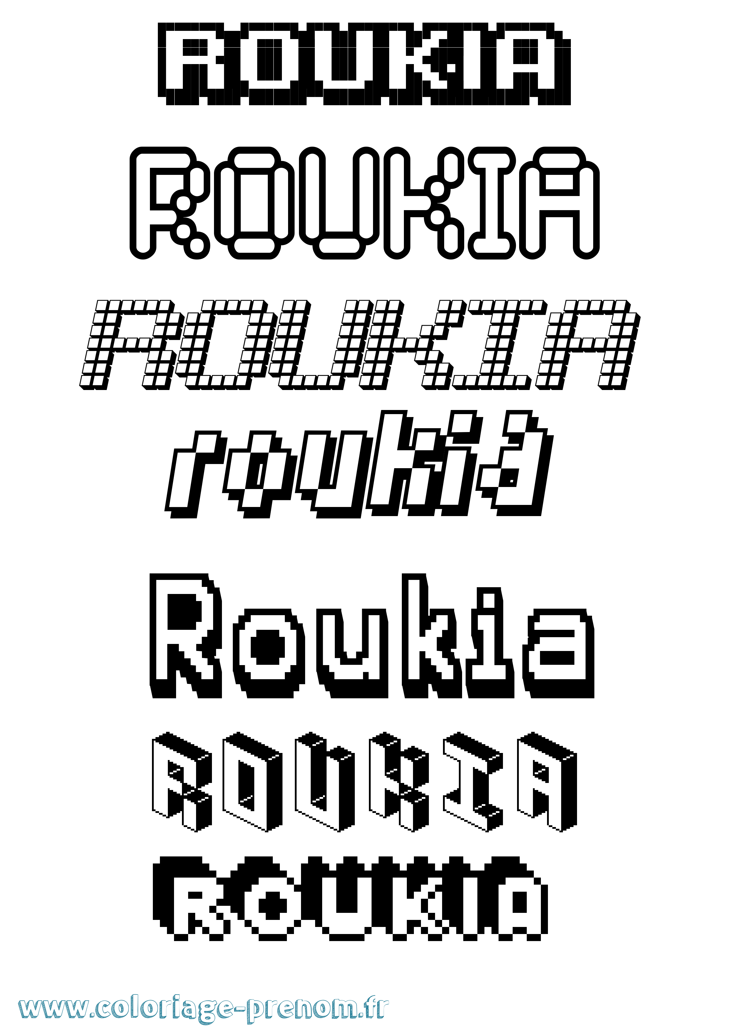 Coloriage Roukia Pixel Coloriage prénom Roukia Pixel