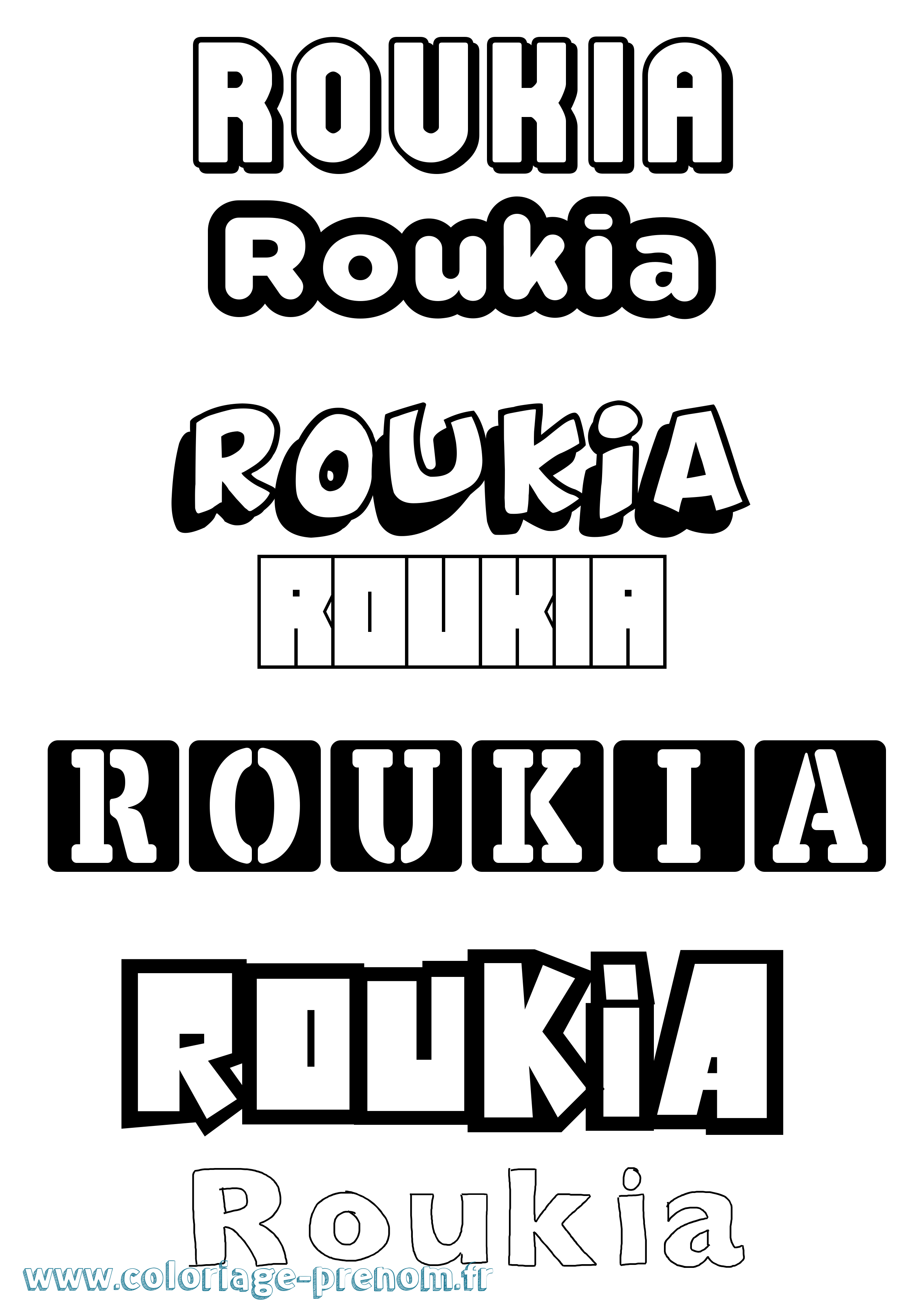 Coloriage Roukia Simple Coloriage prénom Roukia Simple