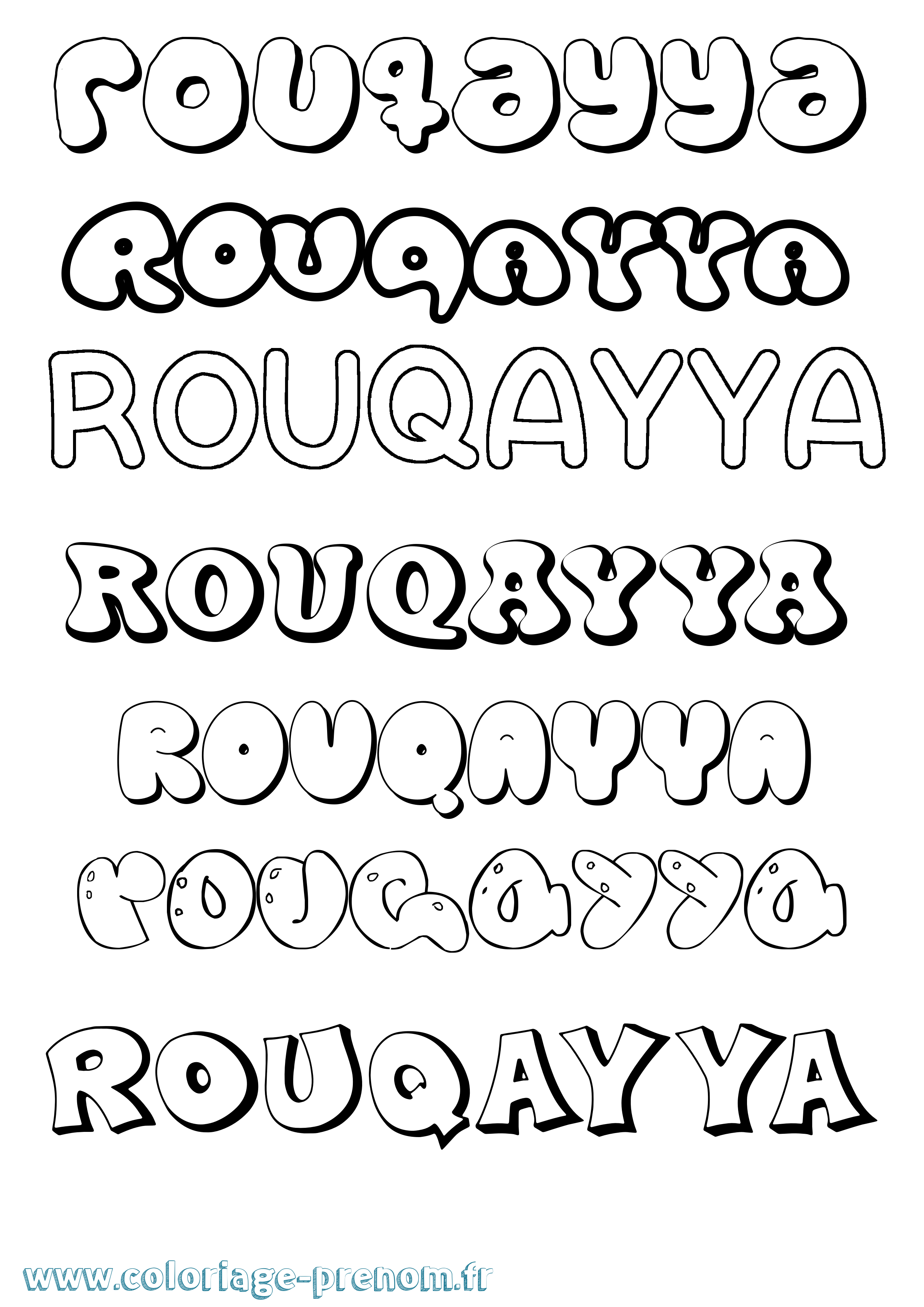 Coloriage Rouqayya Bubble Coloriage prénom Rouqayya Bubble