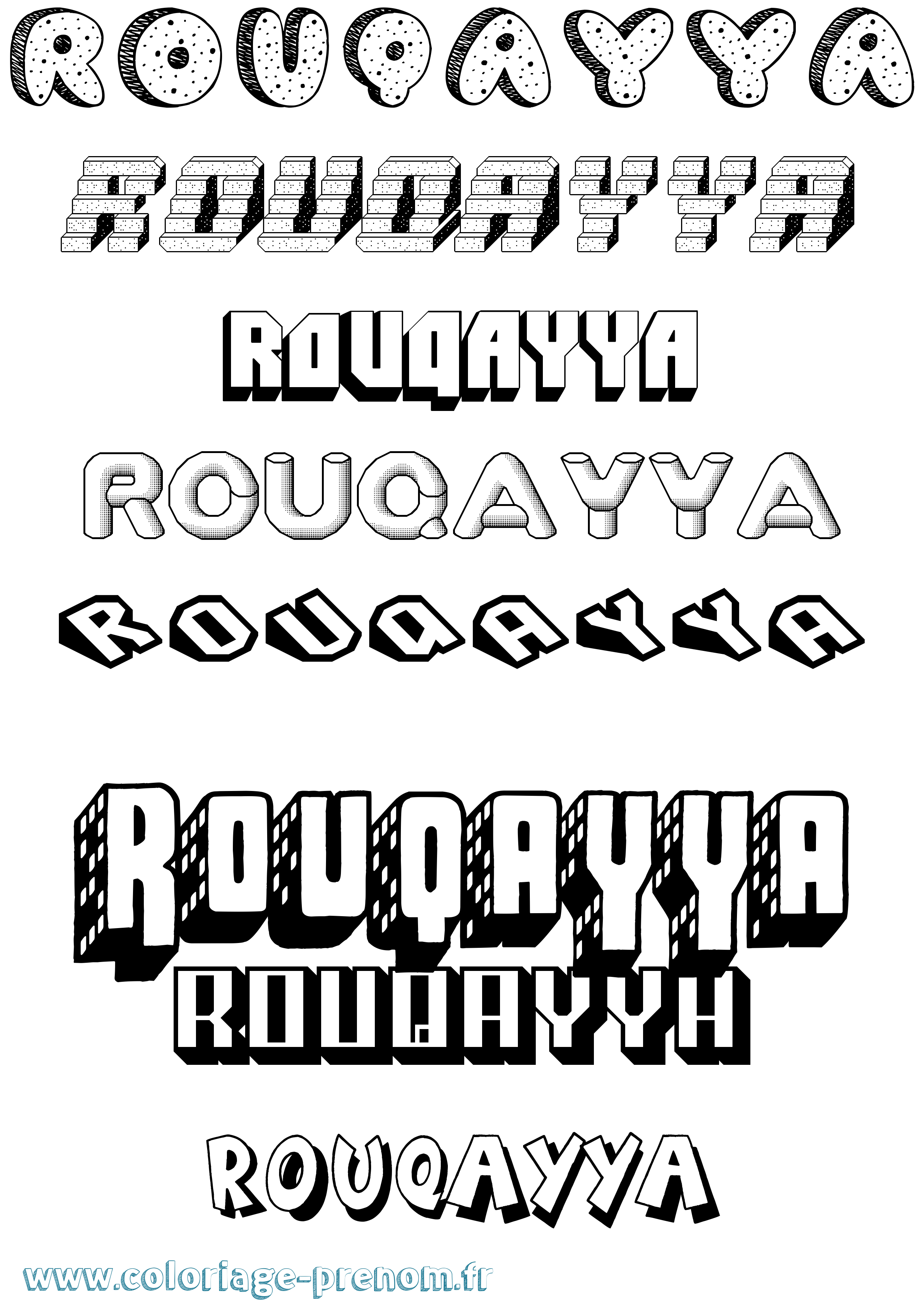 Coloriage Rouqayya Effet 3D Coloriage prénom Rouqayya Effet 3D