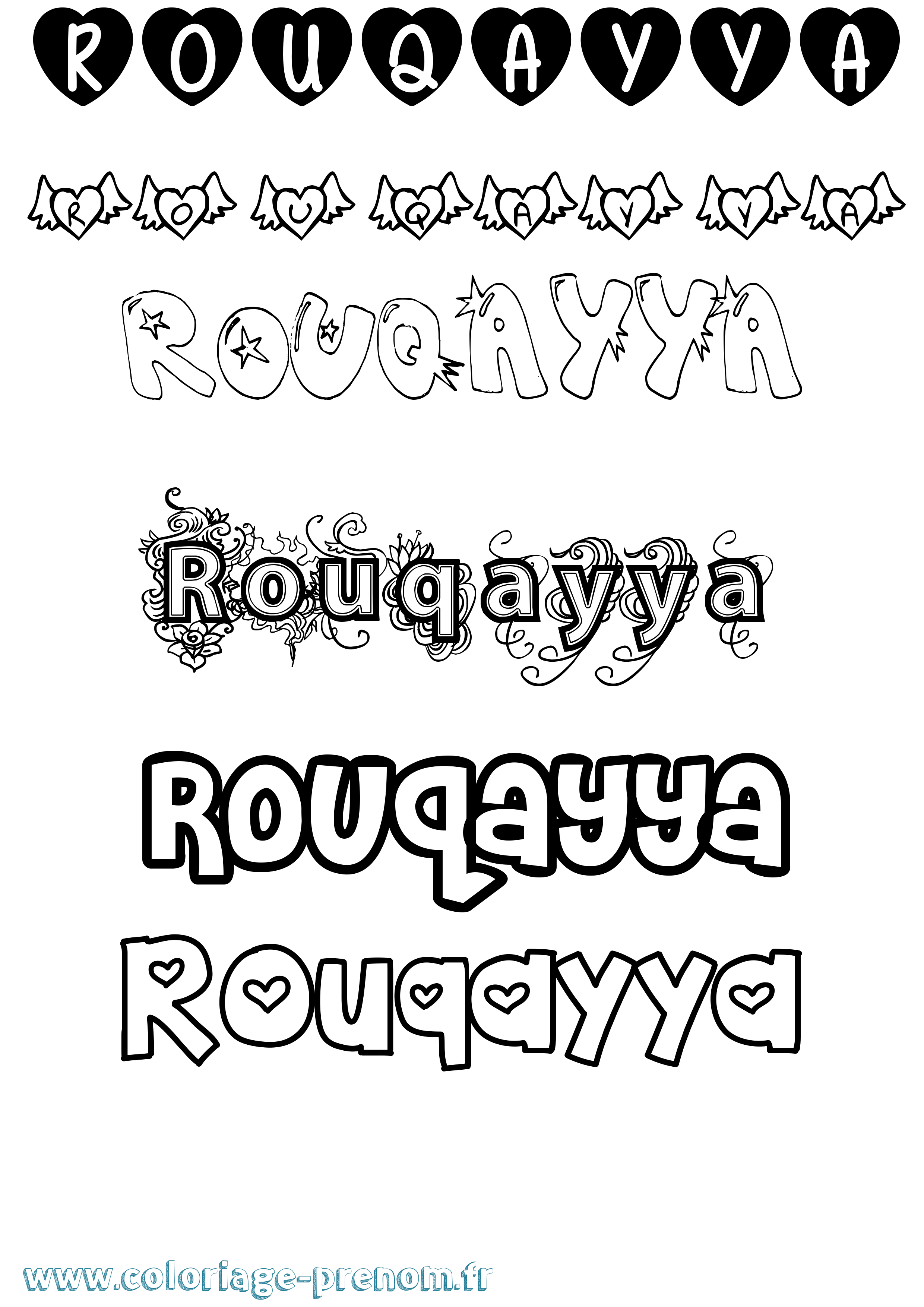 Coloriage Rouqayya Girly Coloriage prénom Rouqayya Girly