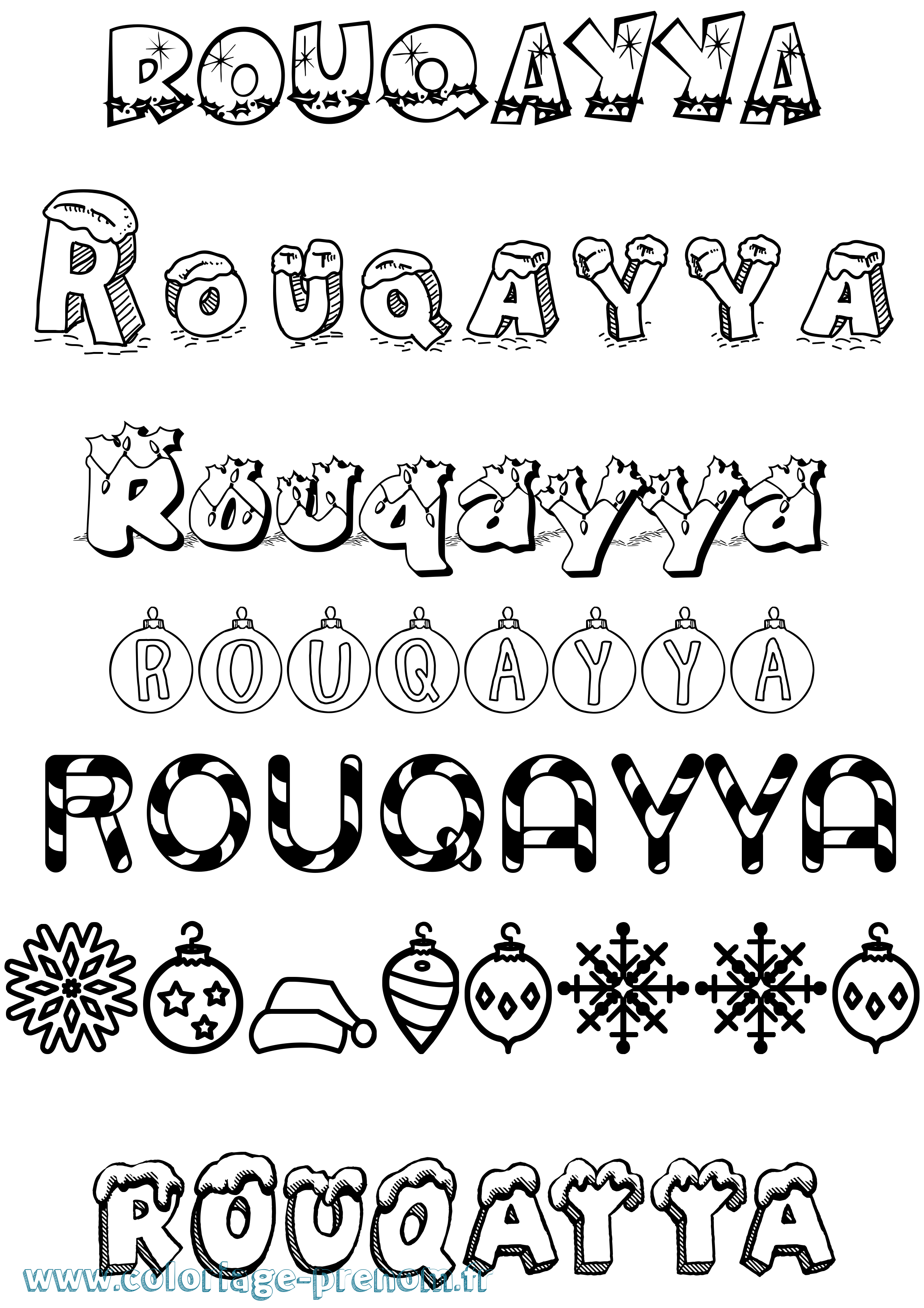 Coloriage Rouqayya Noël Coloriage prénom Rouqayya Noël