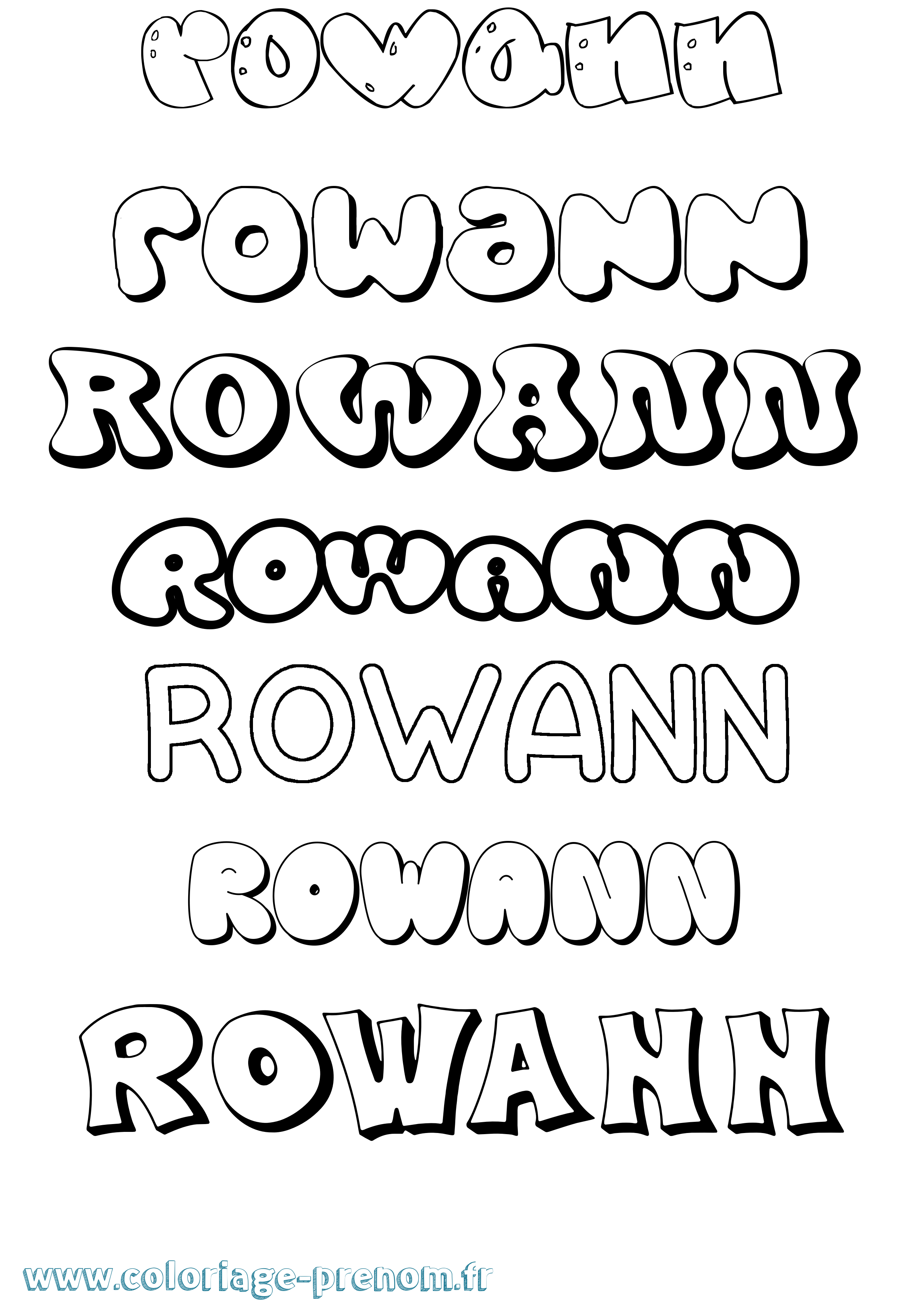 Coloriage Rowann Bubble Coloriage prénom Rowann Bubble
