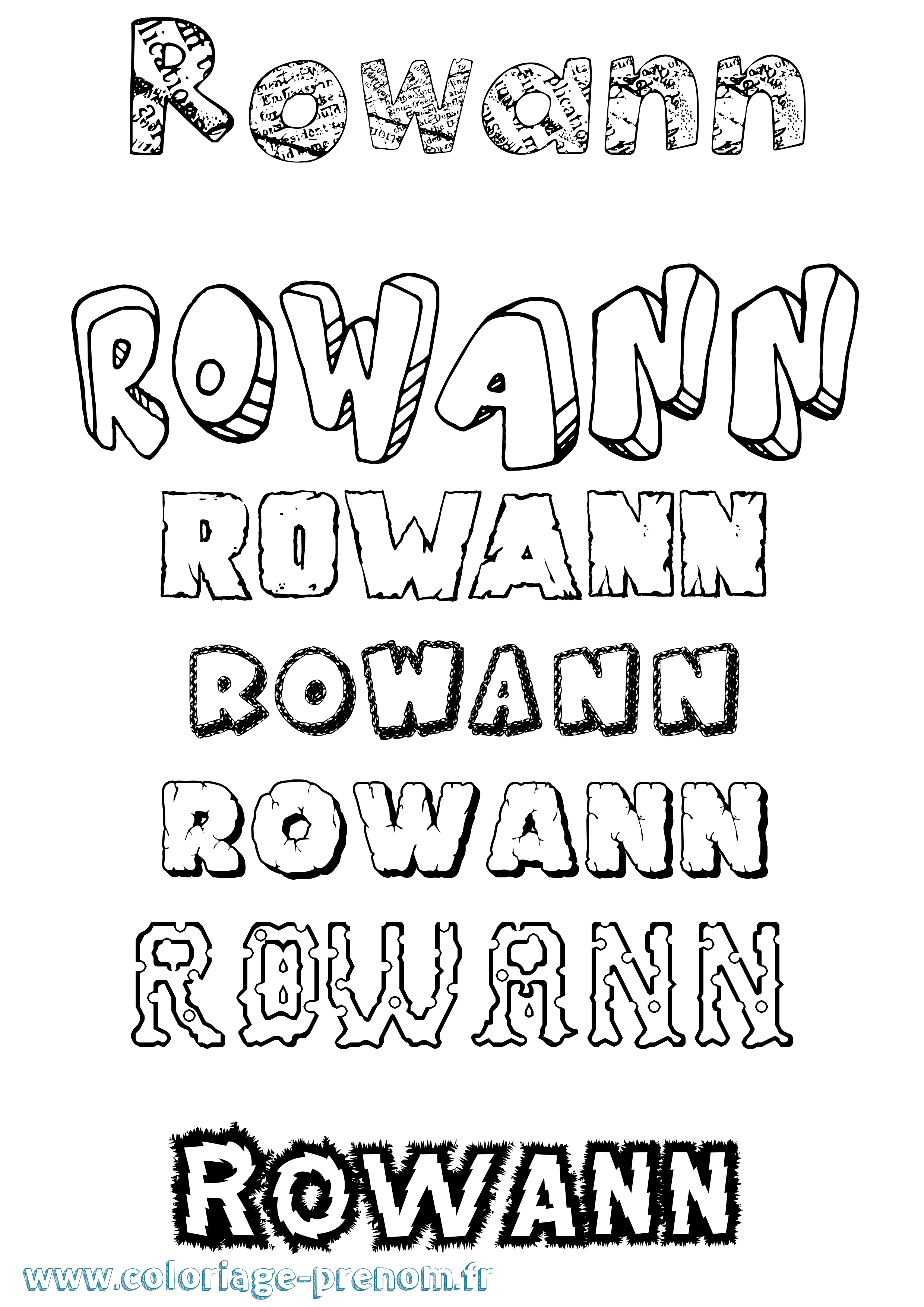 Coloriage Rowann Destructuré Coloriage prénom Rowann Destructuré