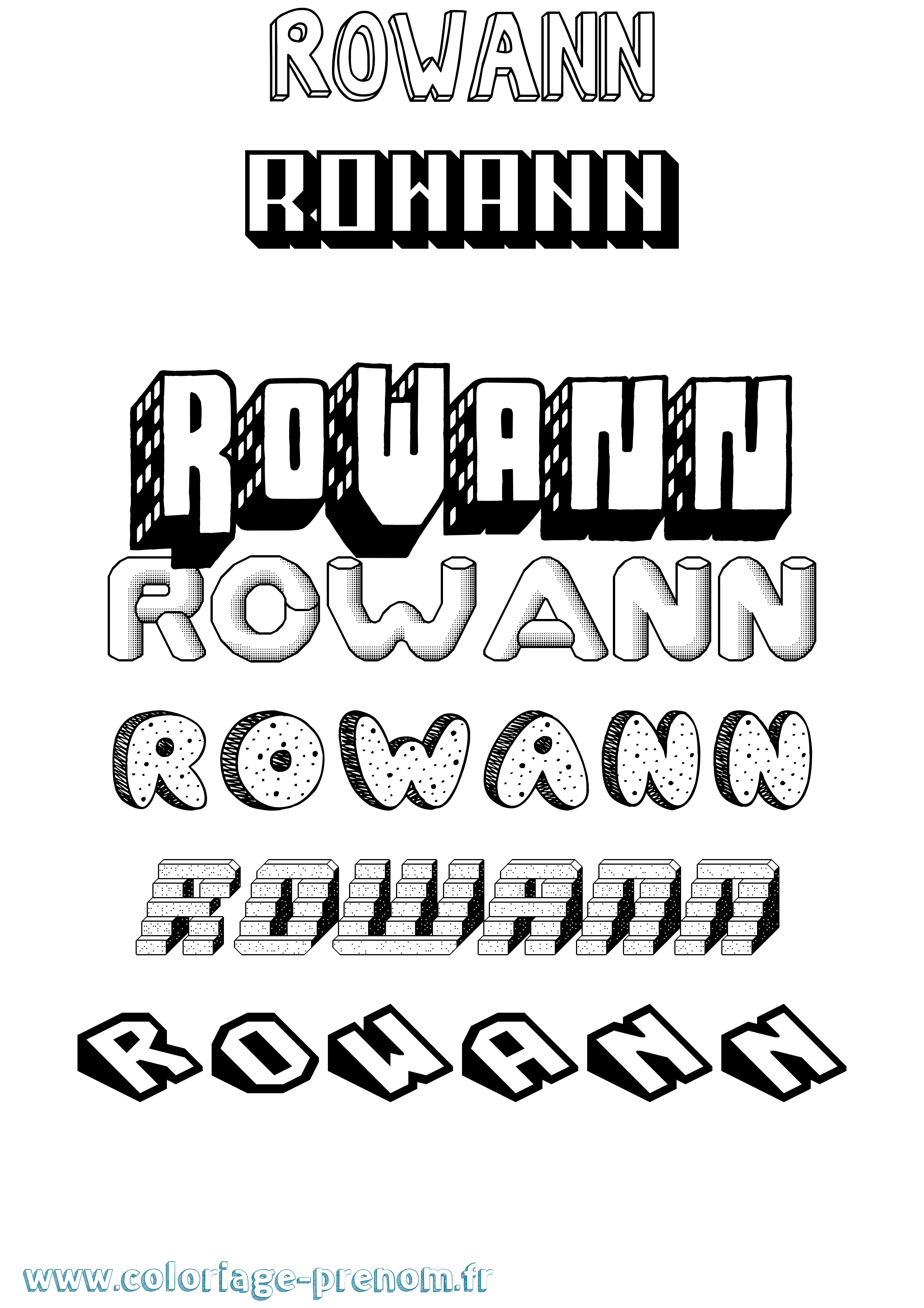 Coloriage Rowann Effet 3D Coloriage prénom Rowann Effet 3D