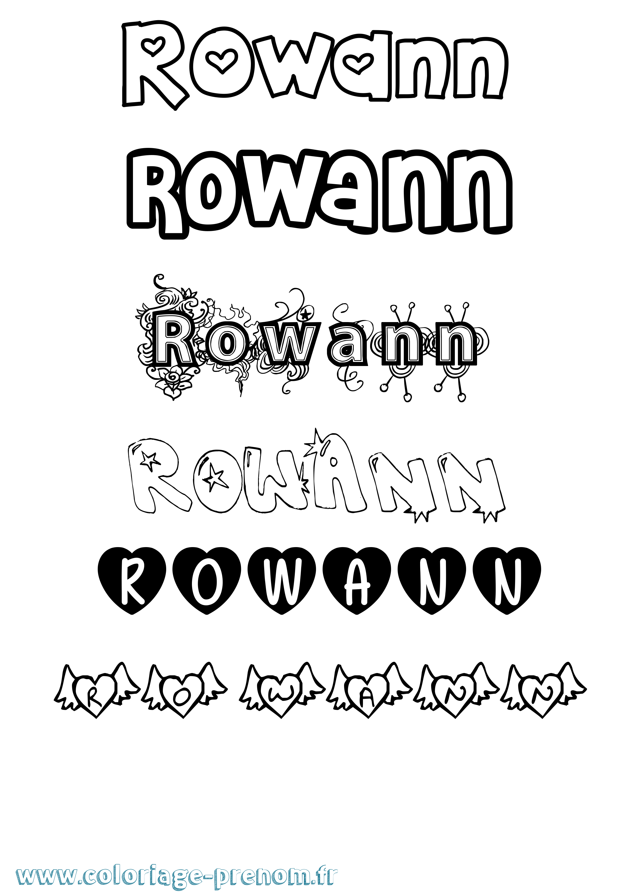 Coloriage Rowann Girly Coloriage prénom Rowann Girly
