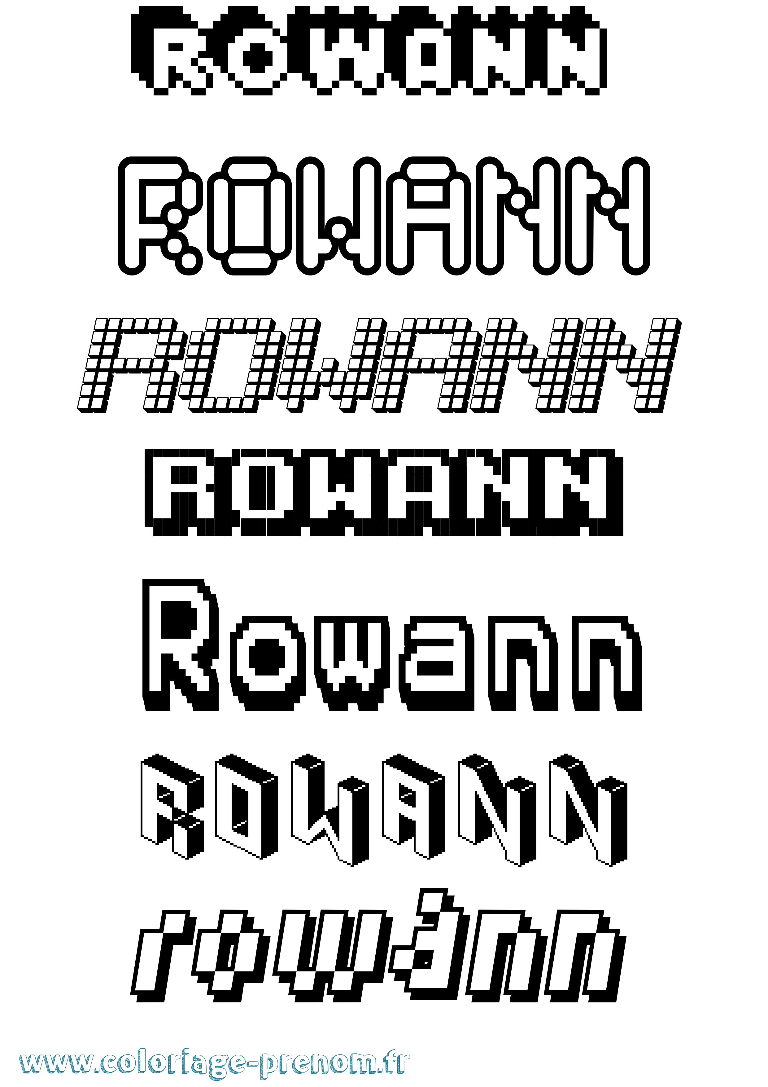Coloriage Rowann Pixel Coloriage prénom Rowann Pixel