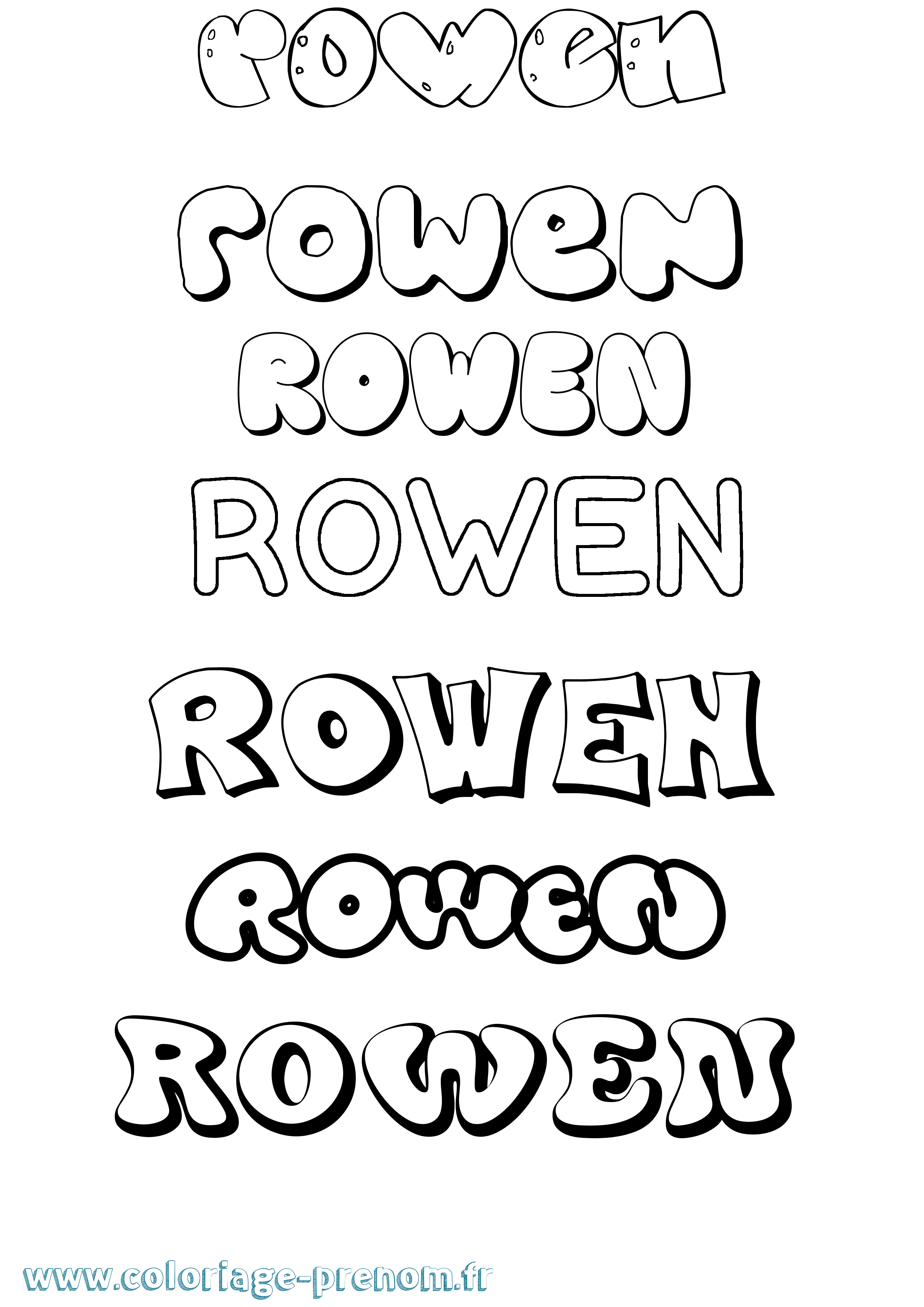 Coloriage Rowen Bubble Coloriage prénom Rowen Bubble