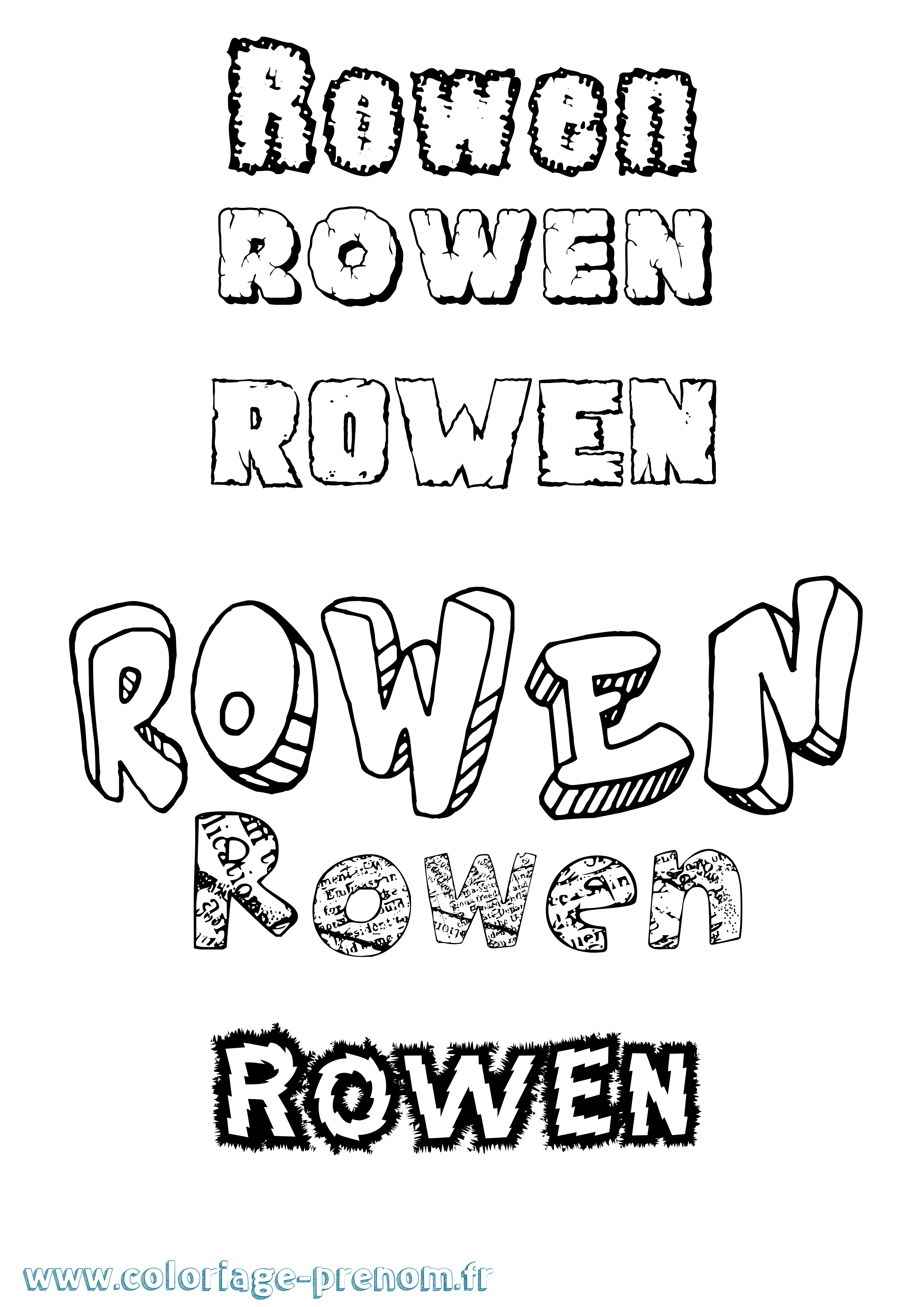 Coloriage Rowen Destructuré Coloriage prénom Rowen Destructuré
