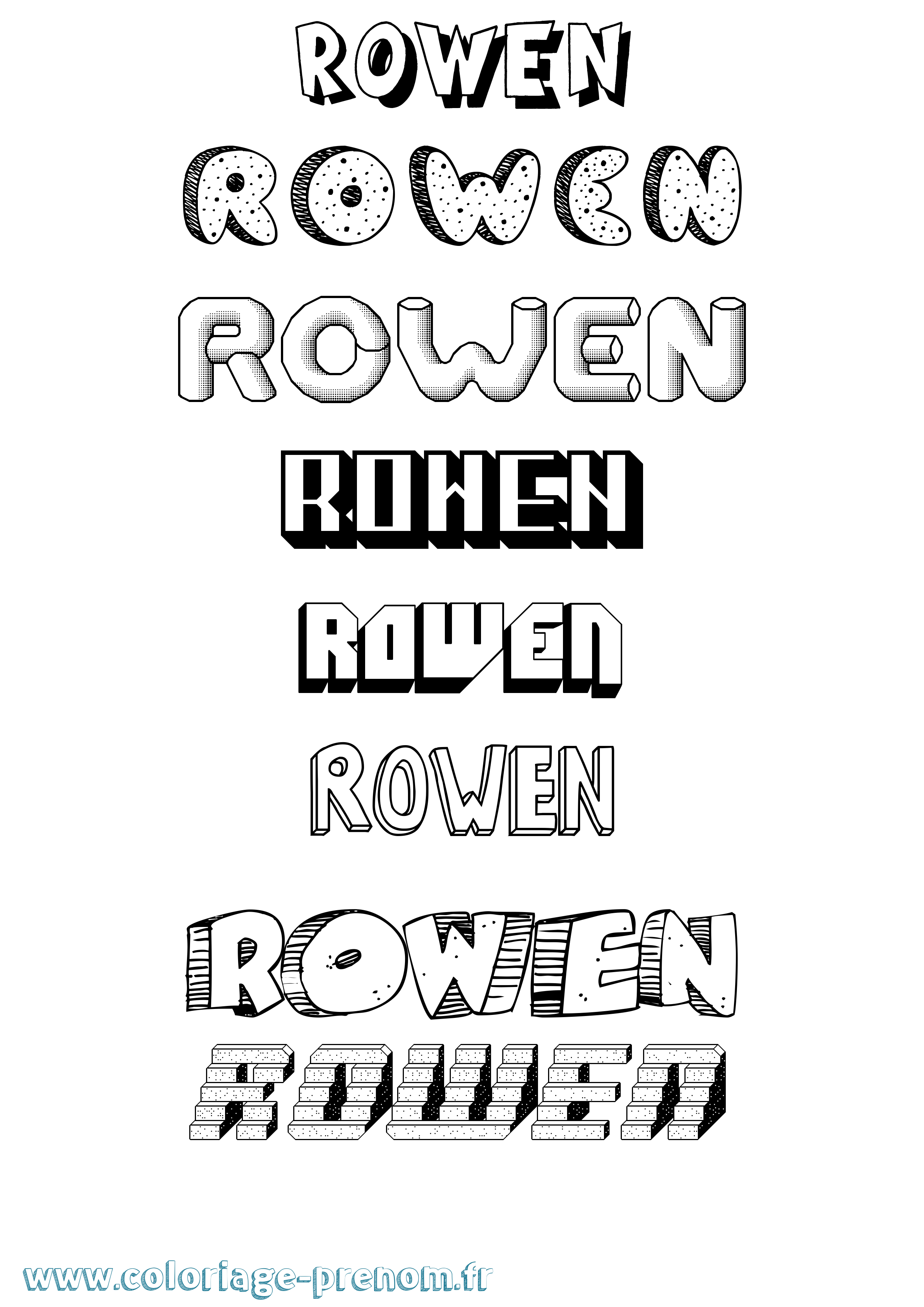 Coloriage Rowen Effet 3D Coloriage prénom Rowen Effet 3D