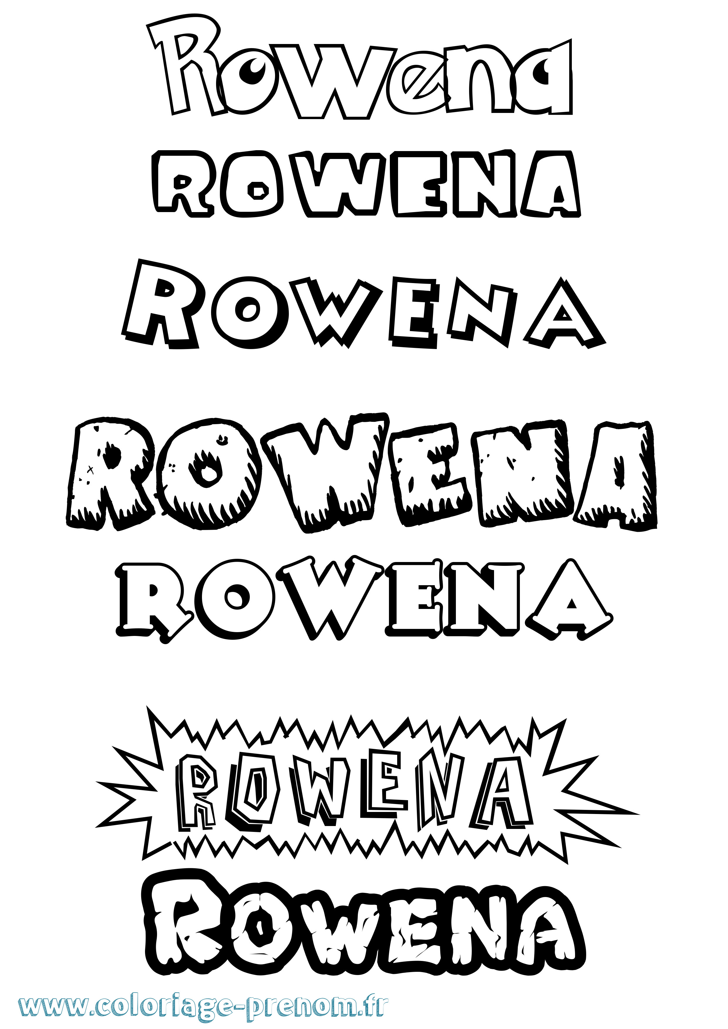Coloriage Rowena Dessin Animé Coloriage prénom Rowena Dessin Animé