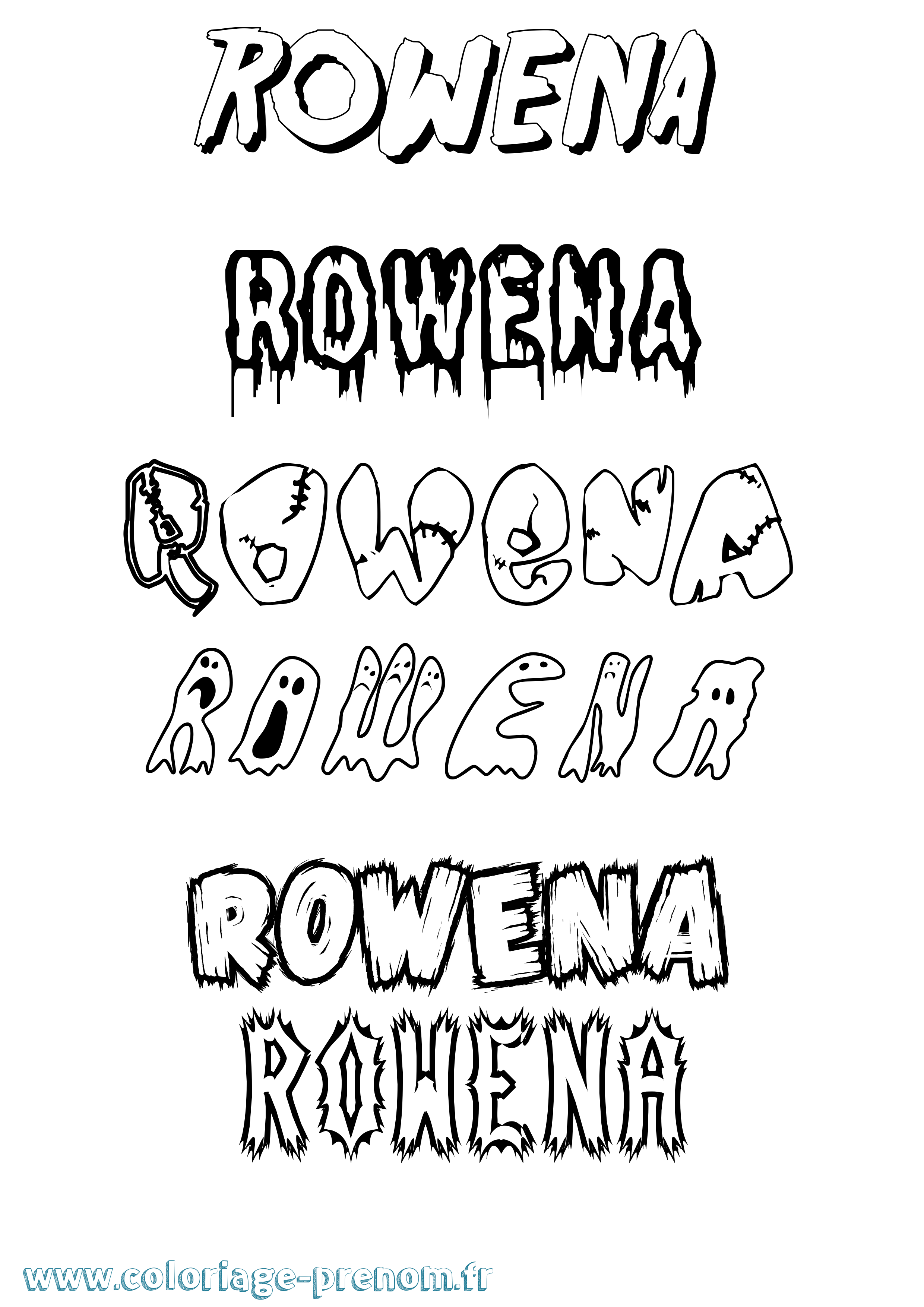Coloriage Rowena Frisson Coloriage prénom Rowena Frisson