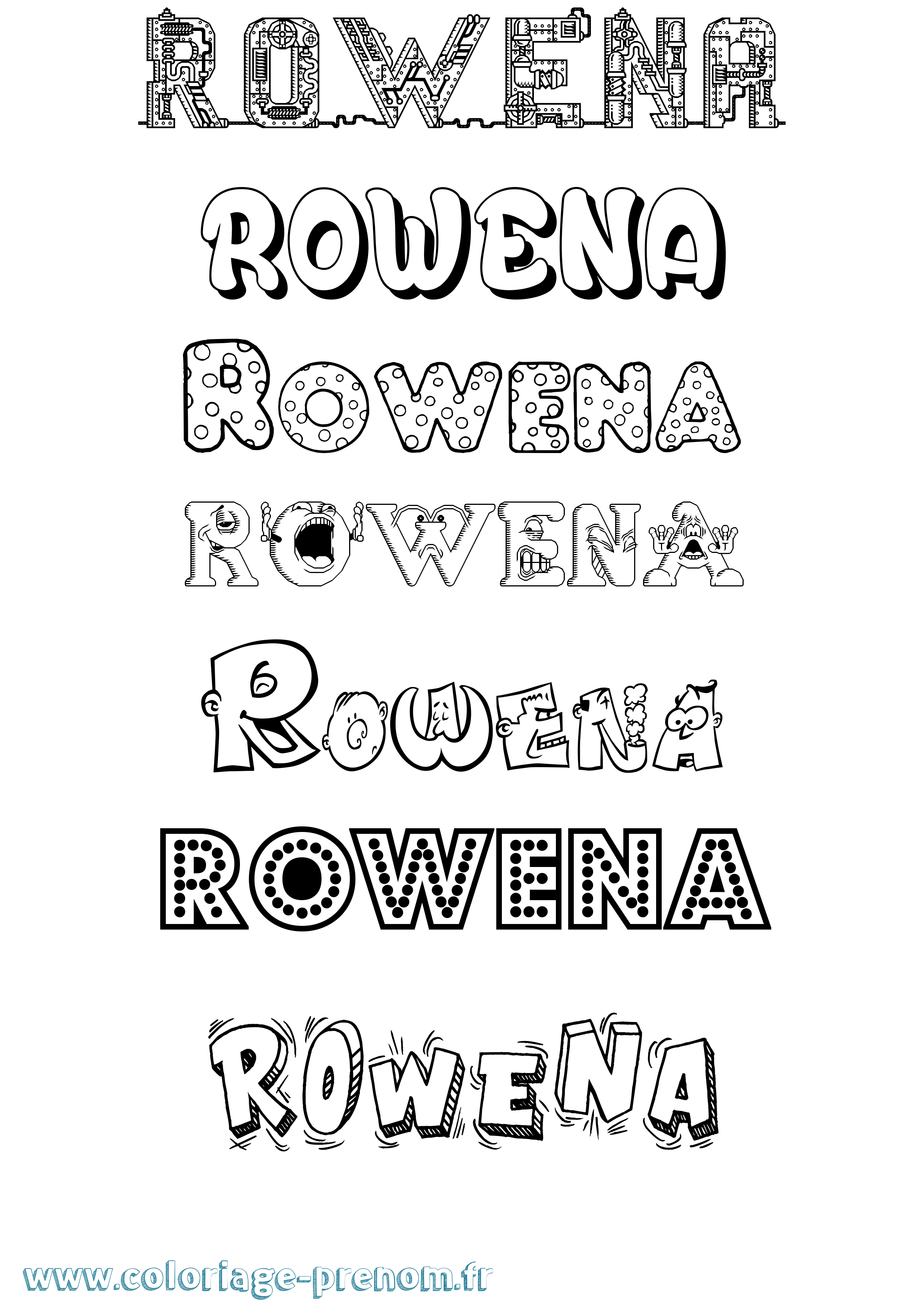 Coloriage Rowena Fun Coloriage prénom Rowena Fun