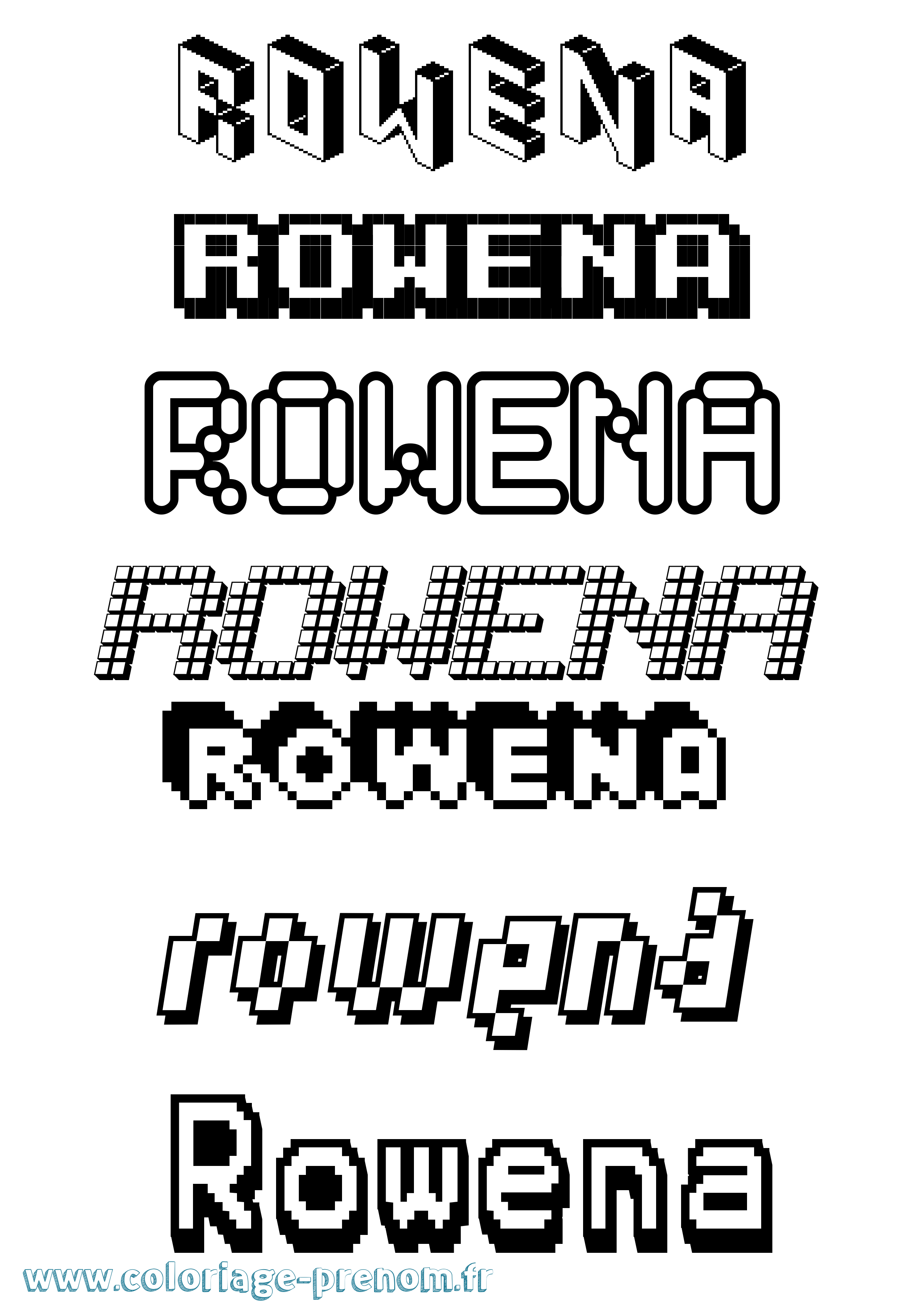 Coloriage Rowena Pixel Coloriage prénom Rowena Pixel