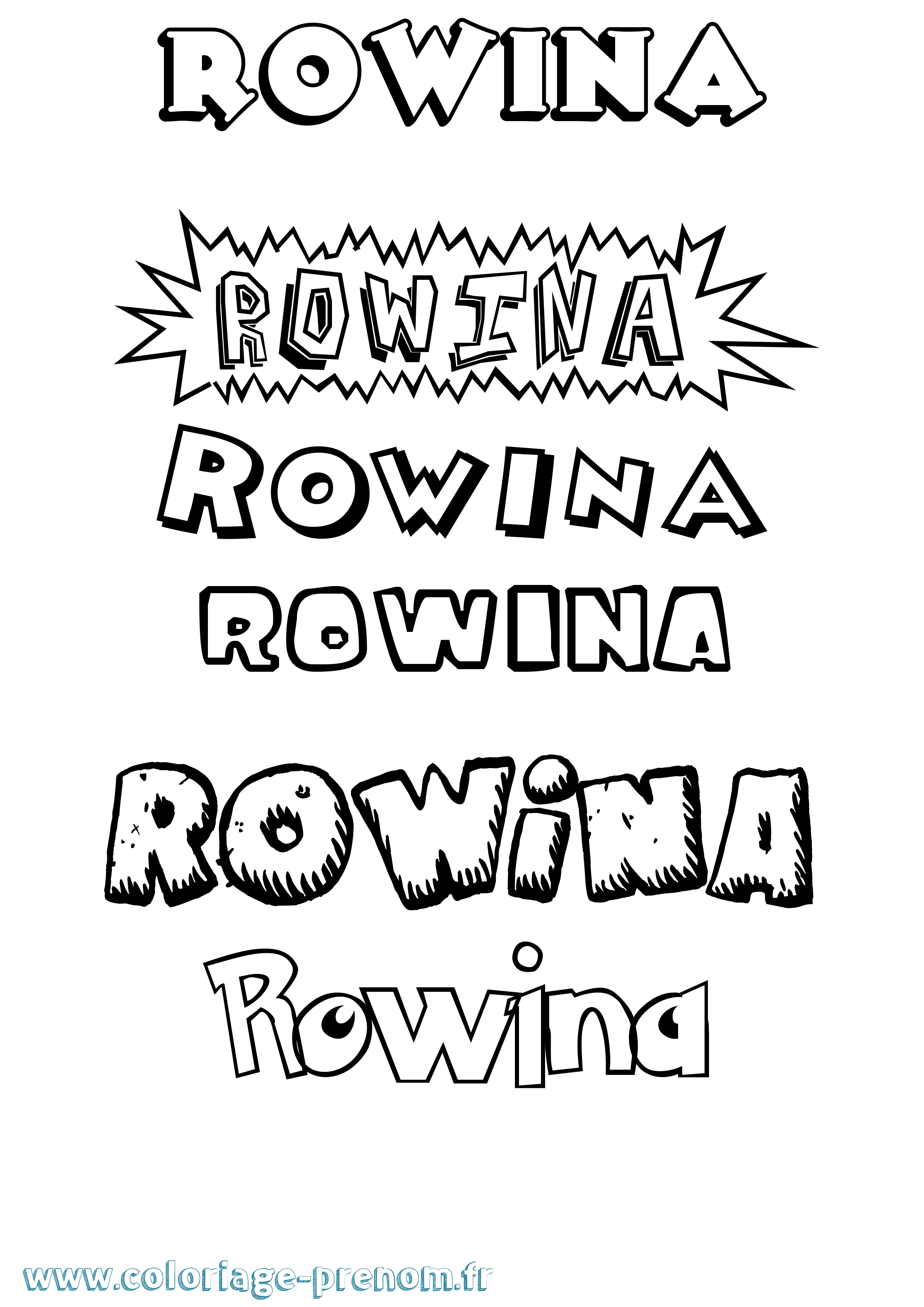 Coloriage Rowina Dessin Animé Coloriage prénom Rowina Dessin Animé