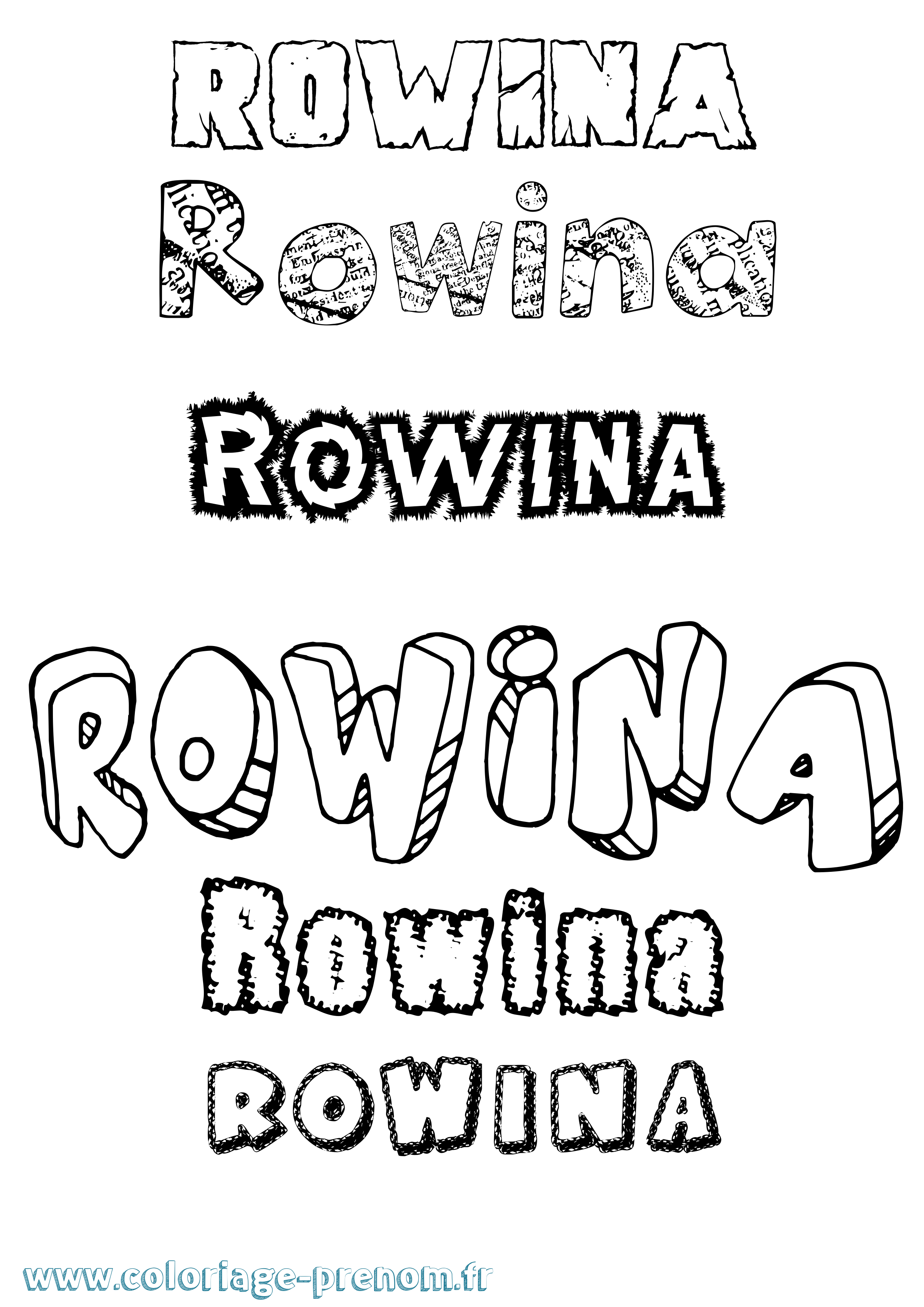 Coloriage Rowina Destructuré Coloriage prénom Rowina Destructuré