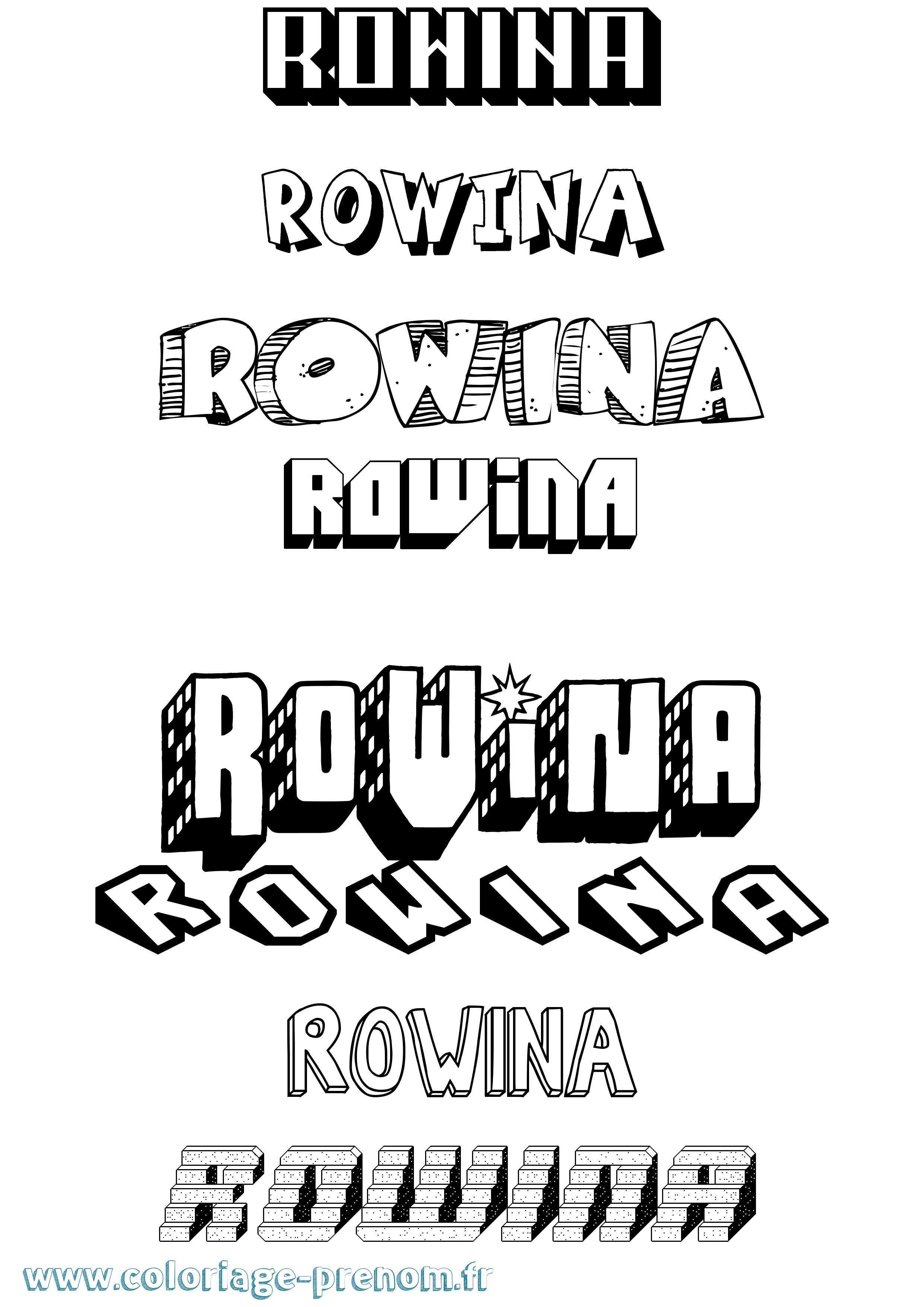 Coloriage Rowina Effet 3D Coloriage prénom Rowina Effet 3D