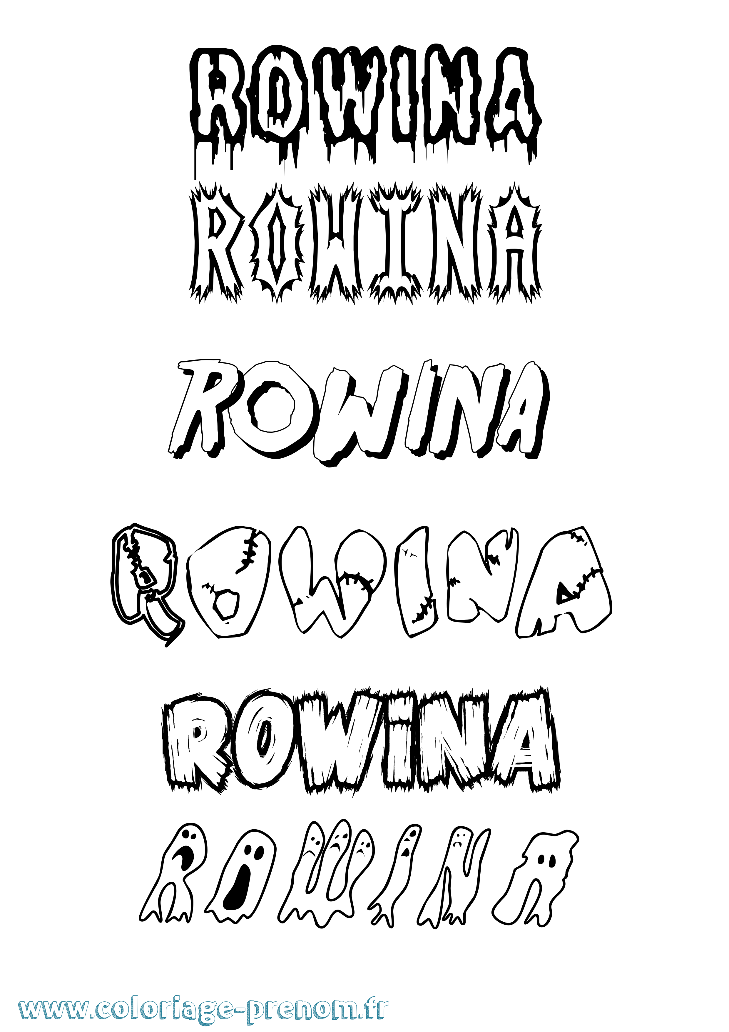 Coloriage Rowina Frisson Coloriage prénom Rowina Frisson