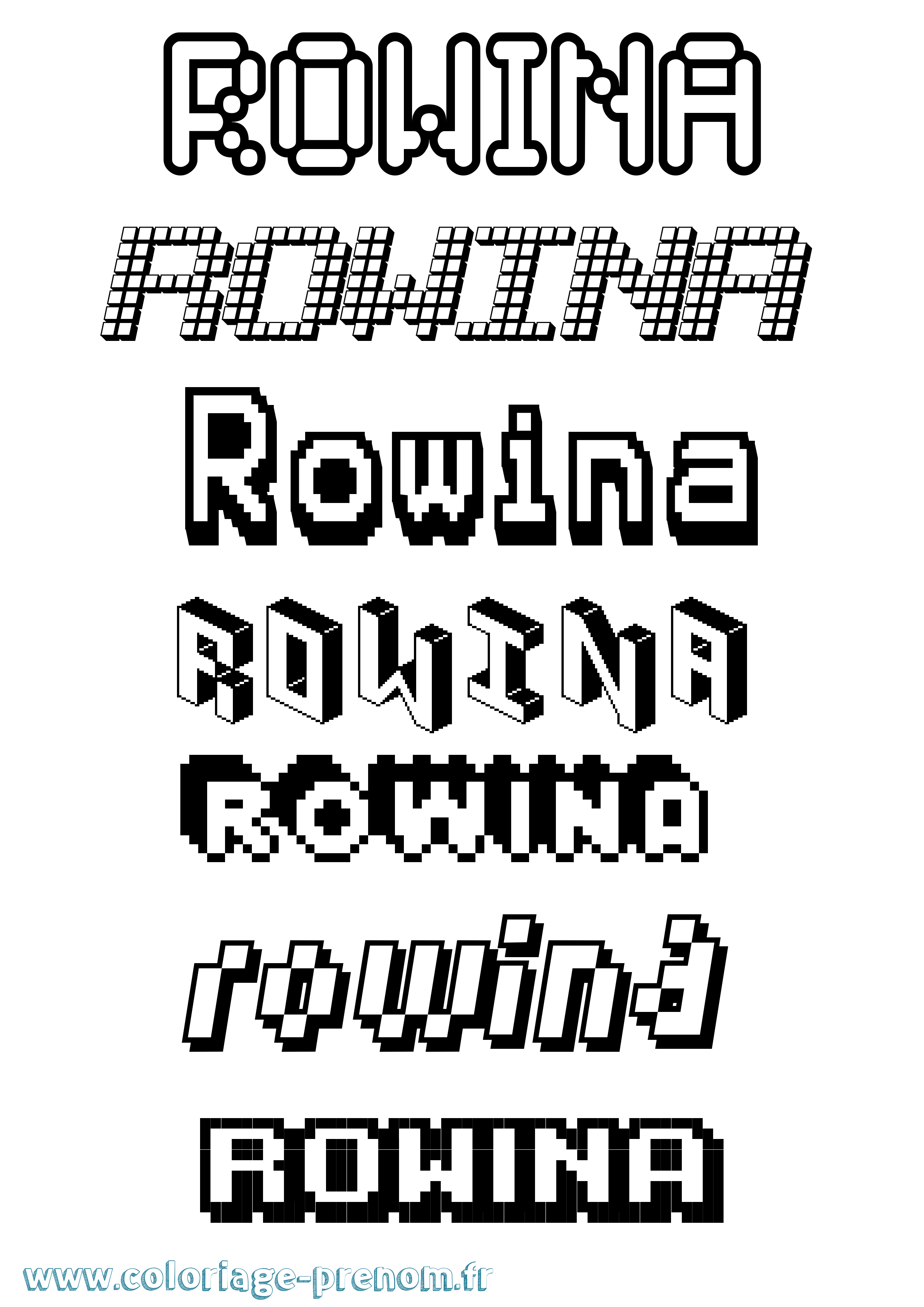 Coloriage Rowina Pixel Coloriage prénom Rowina Pixel