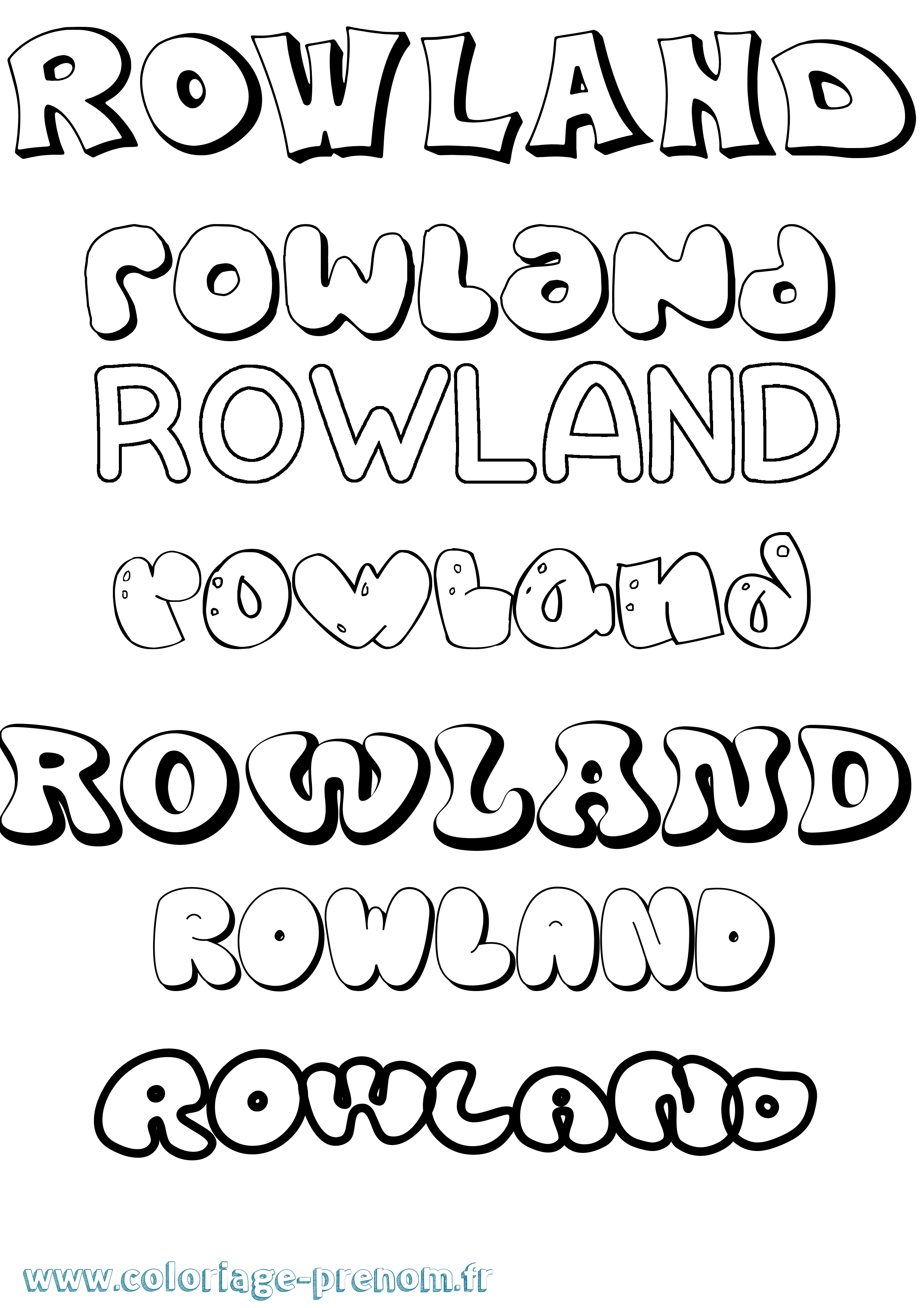 Coloriage Rowland Bubble Coloriage prénom Rowland Bubble