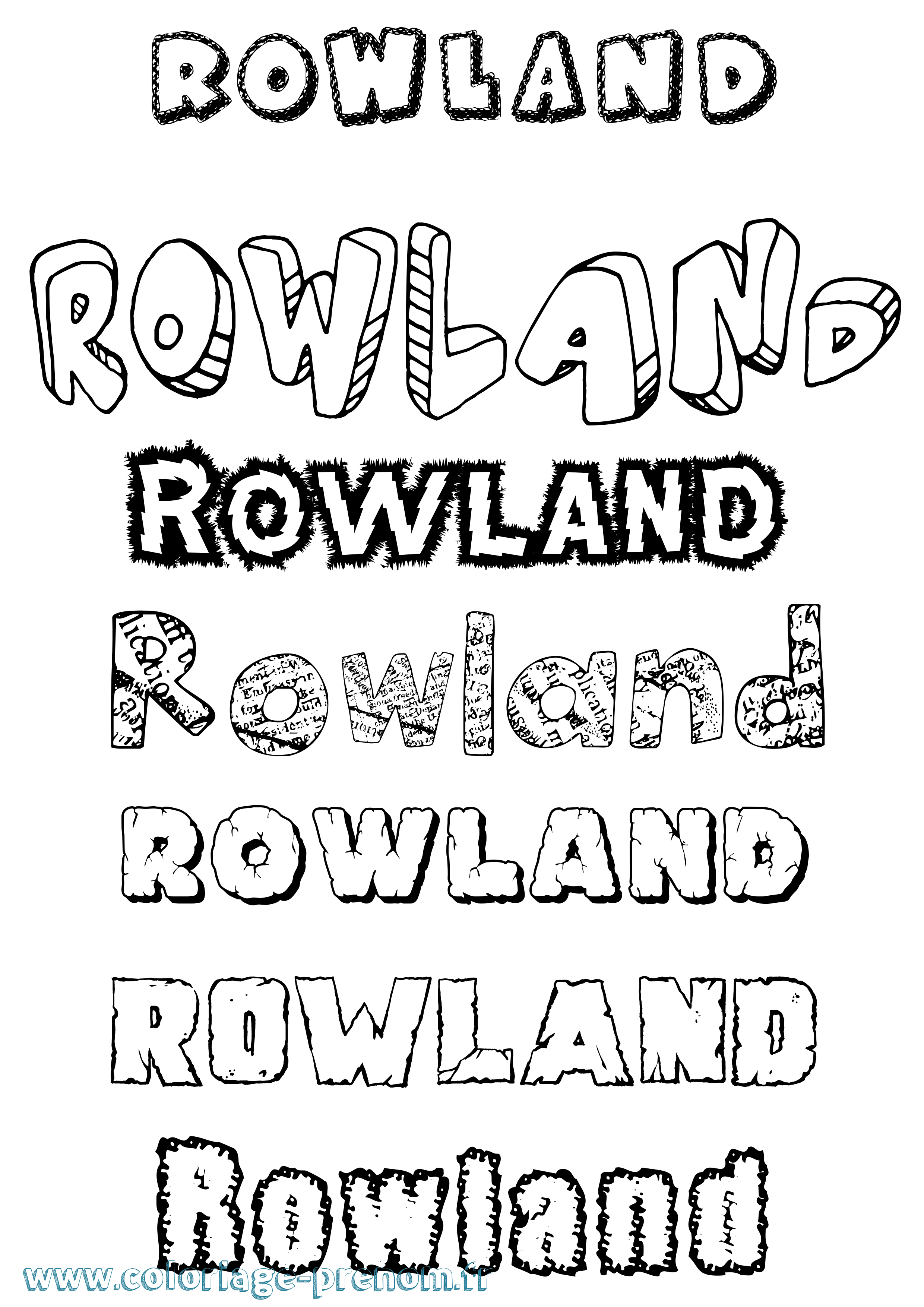 Coloriage Rowland Destructuré Coloriage prénom Rowland Destructuré