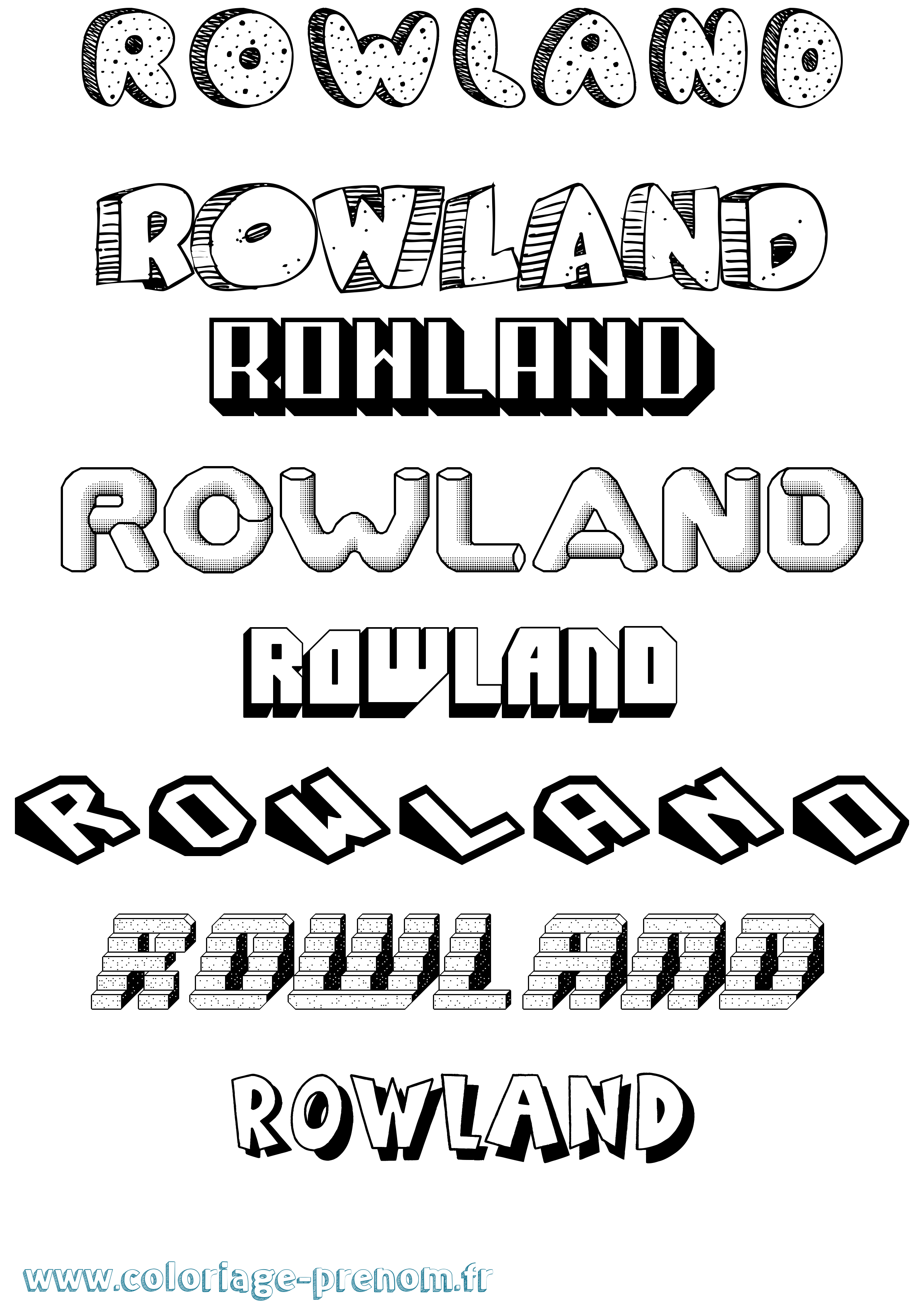 Coloriage Rowland Effet 3D Coloriage prénom Rowland Effet 3D