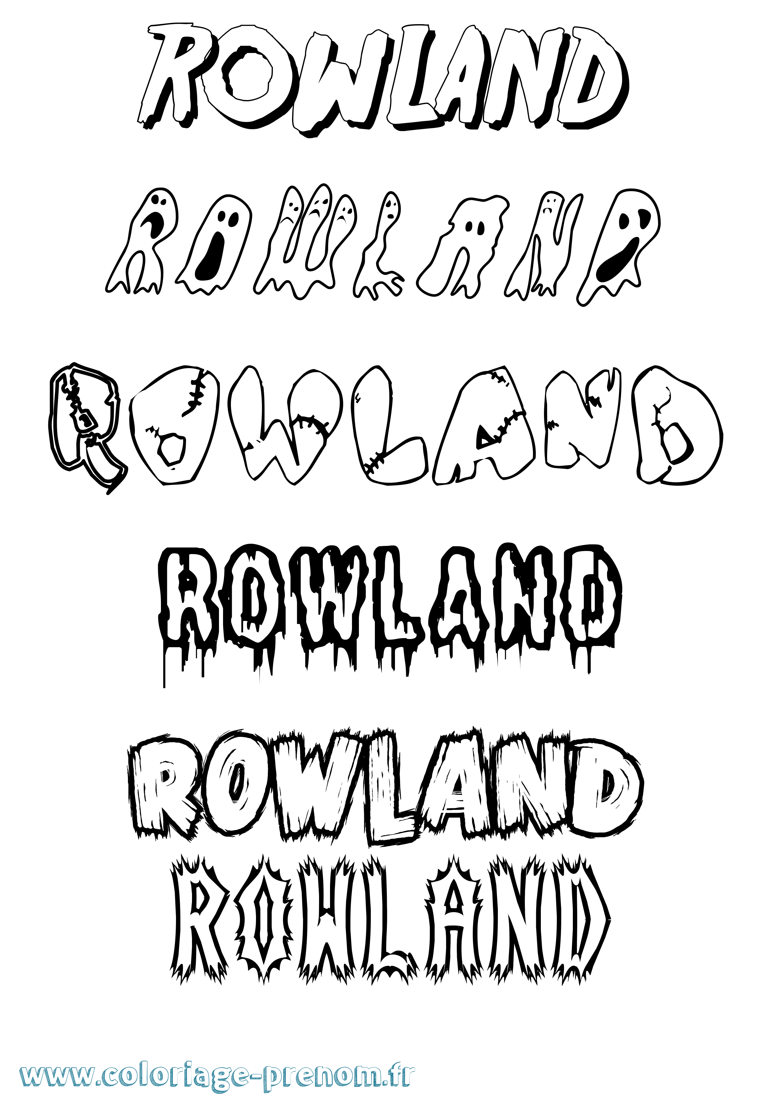 Coloriage Rowland Frisson Coloriage prénom Rowland Frisson
